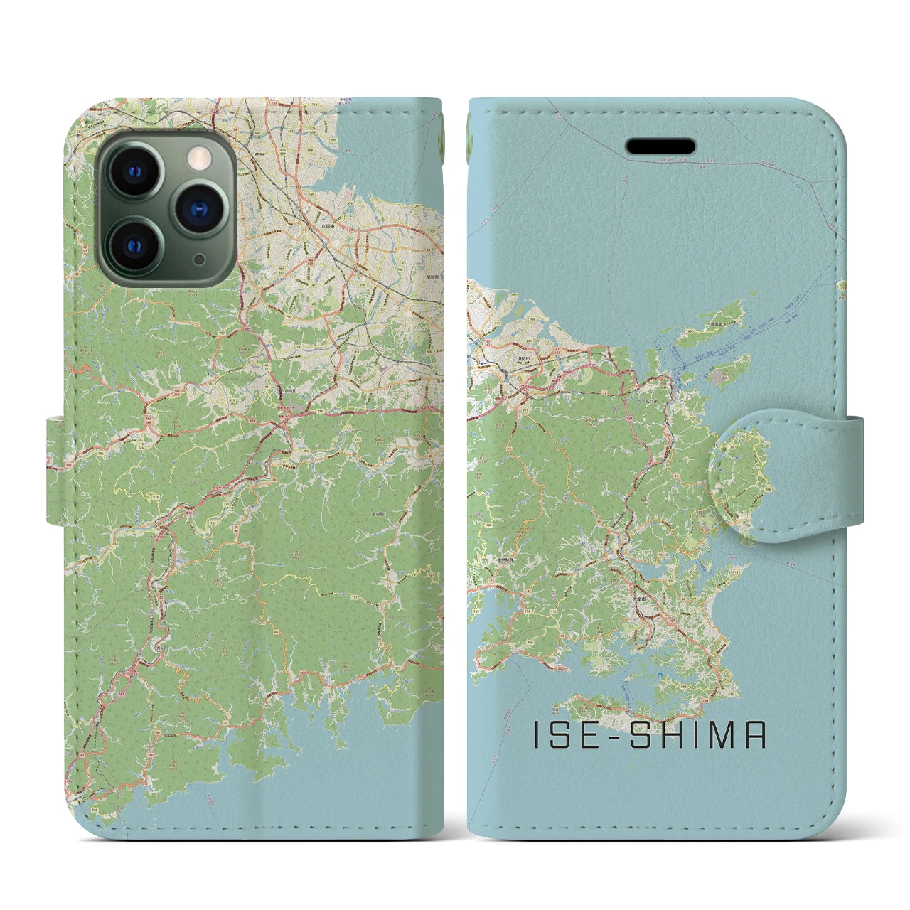【伊勢志摩(三重県)】地図柄iPhoneケース(手帳タイプ)ナチュラル・iPhone 11 Pro 用