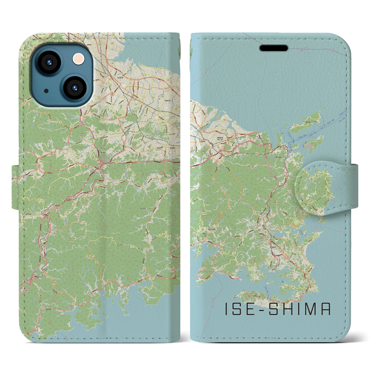 【伊勢志摩(三重県)】地図柄iPhoneケース(手帳タイプ)ナチュラル・iPhone 13 用