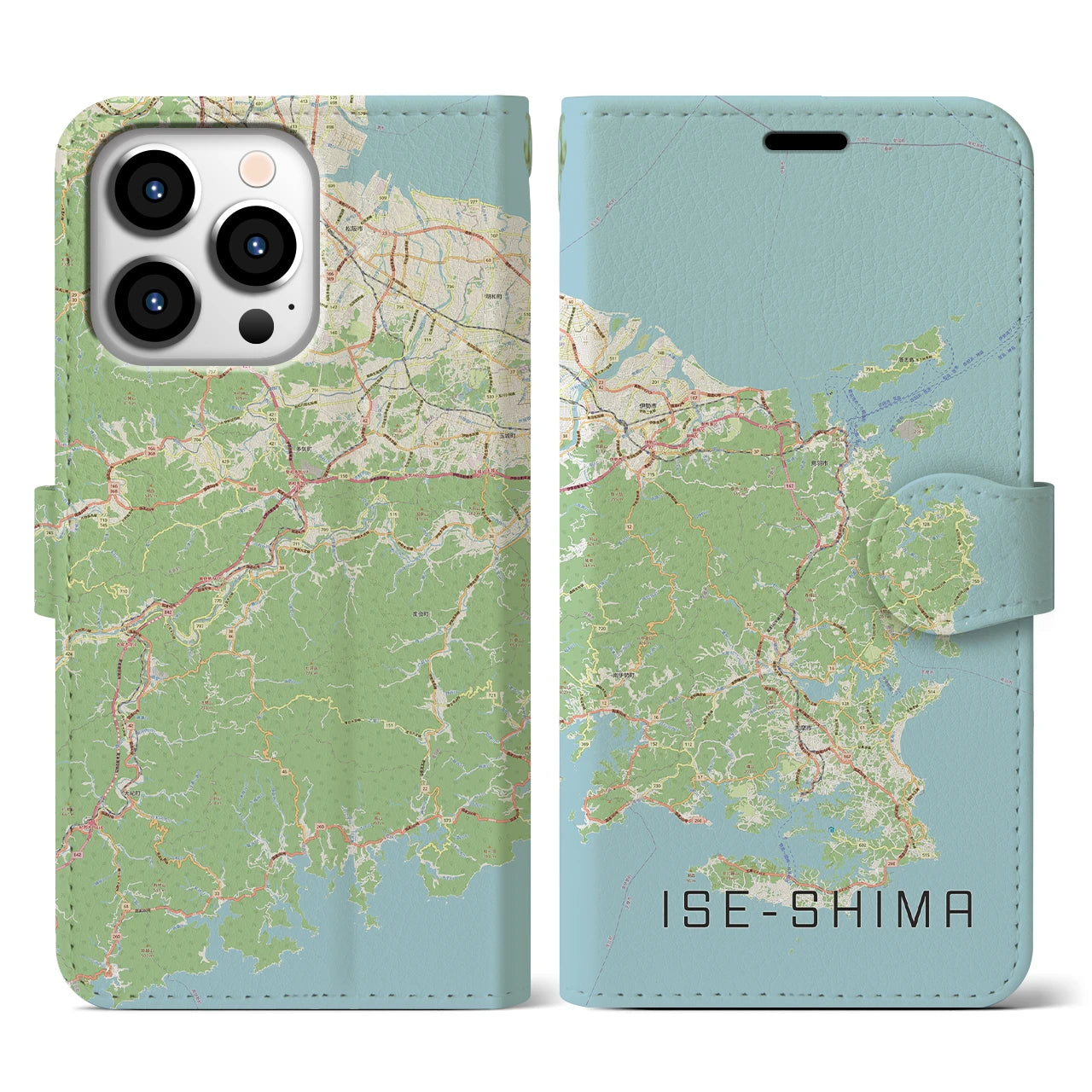【伊勢志摩(三重県)】地図柄iPhoneケース(手帳タイプ)ナチュラル・iPhone 13 Pro 用