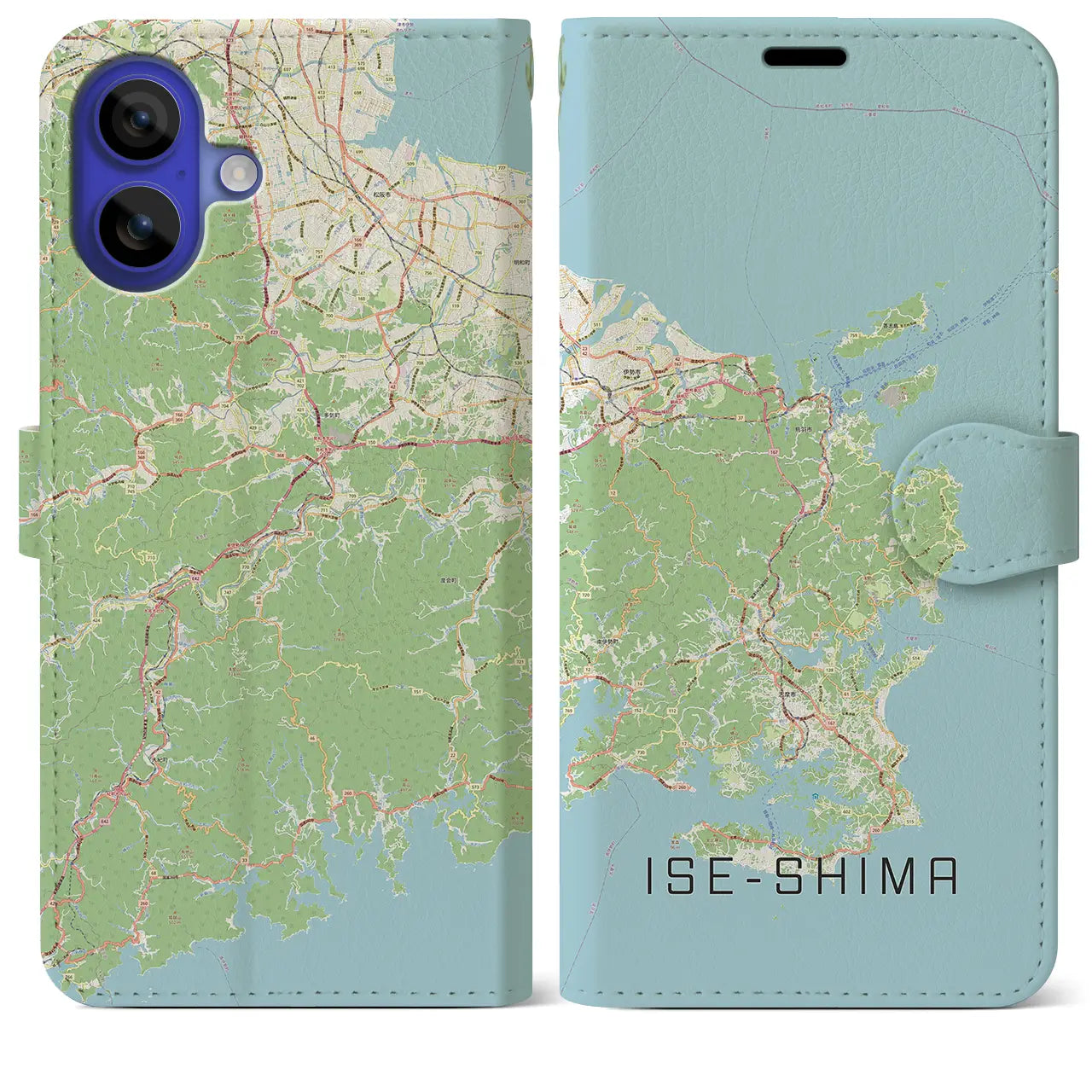 【伊勢志摩(三重県)】地図柄iPhoneケース(手帳タイプ)ナチュラル・iPhone 16 Pro Max 用
