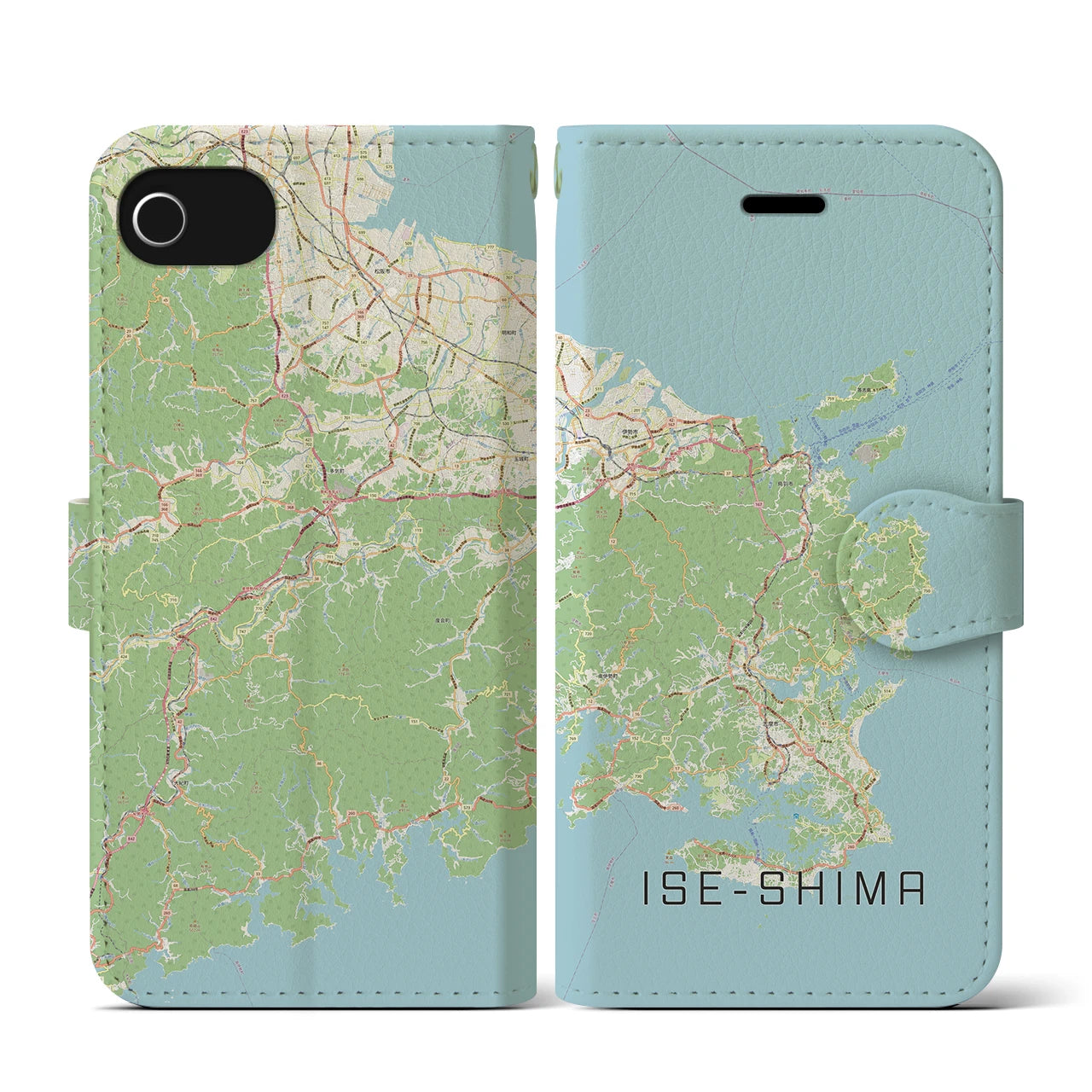 【伊勢志摩(三重県)】地図柄iPhoneケース(手帳タイプ)ナチュラル・iPhone SE(第3 / 第2世代) / 8 / 7 / 6s / 6 用