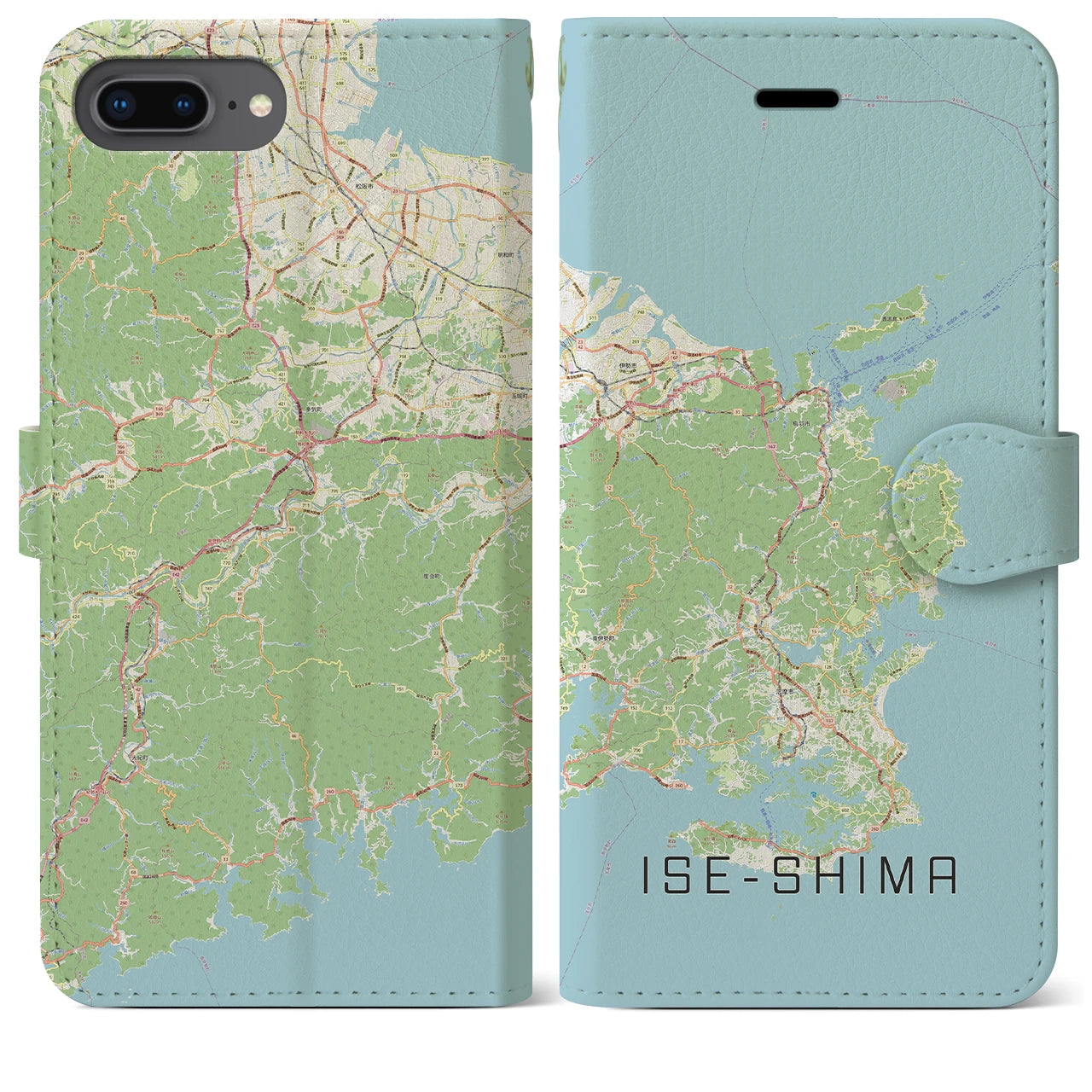 【伊勢志摩(三重県)】地図柄iPhoneケース(手帳タイプ)ナチュラル・iPhone 8Plus /7Plus / 6sPlus / 6Plus 用