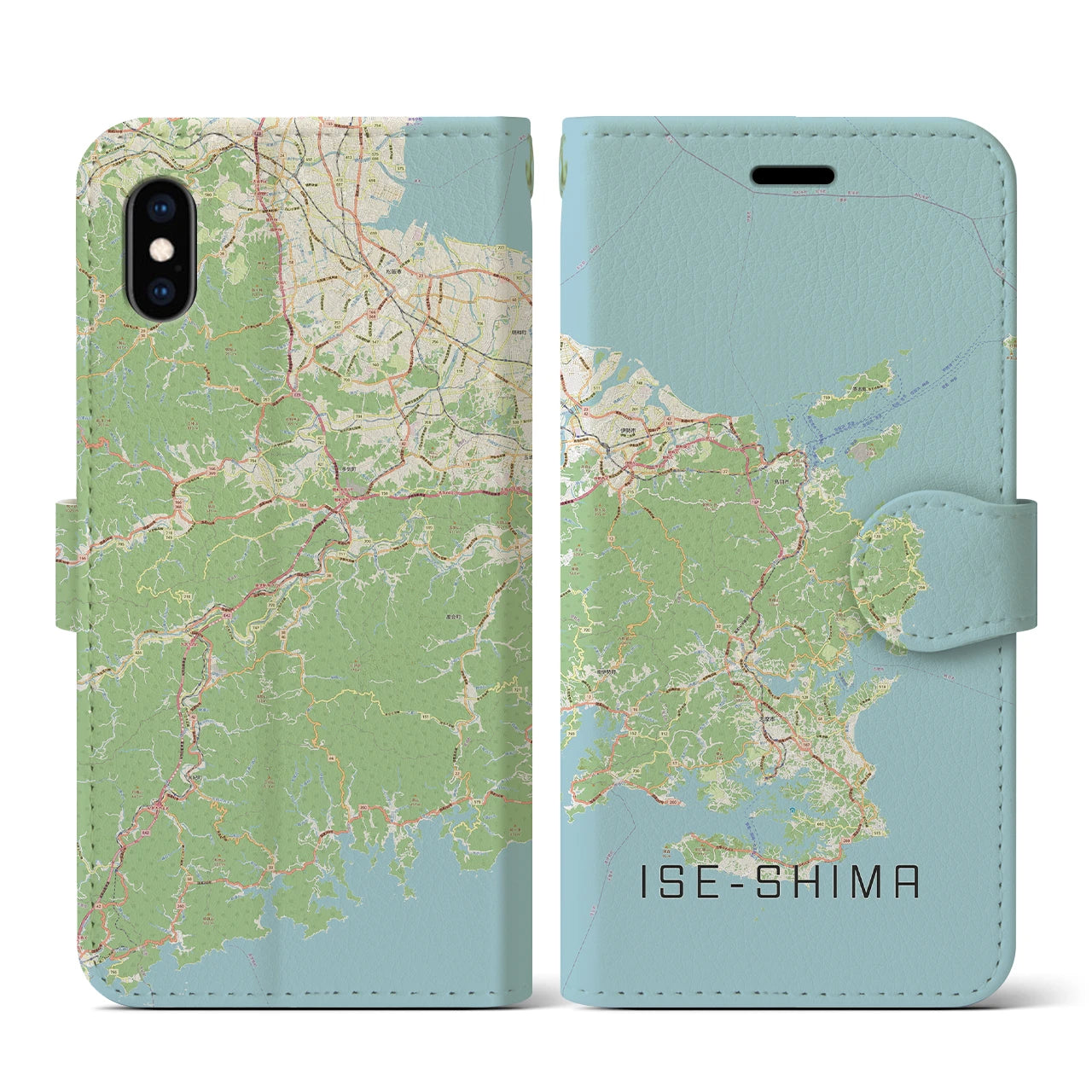 【伊勢志摩(三重県)】地図柄iPhoneケース(手帳タイプ)ナチュラル・iPhone XS / X 用