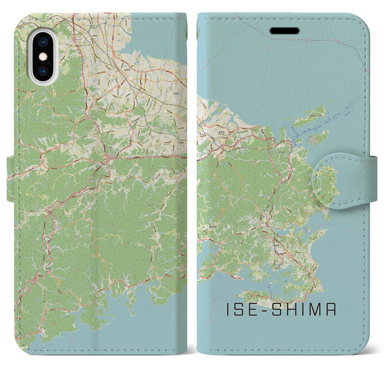 【伊勢志摩(三重県)】地図柄iPhoneケース(手帳タイプ)ナチュラル・iPhone XS Max 用