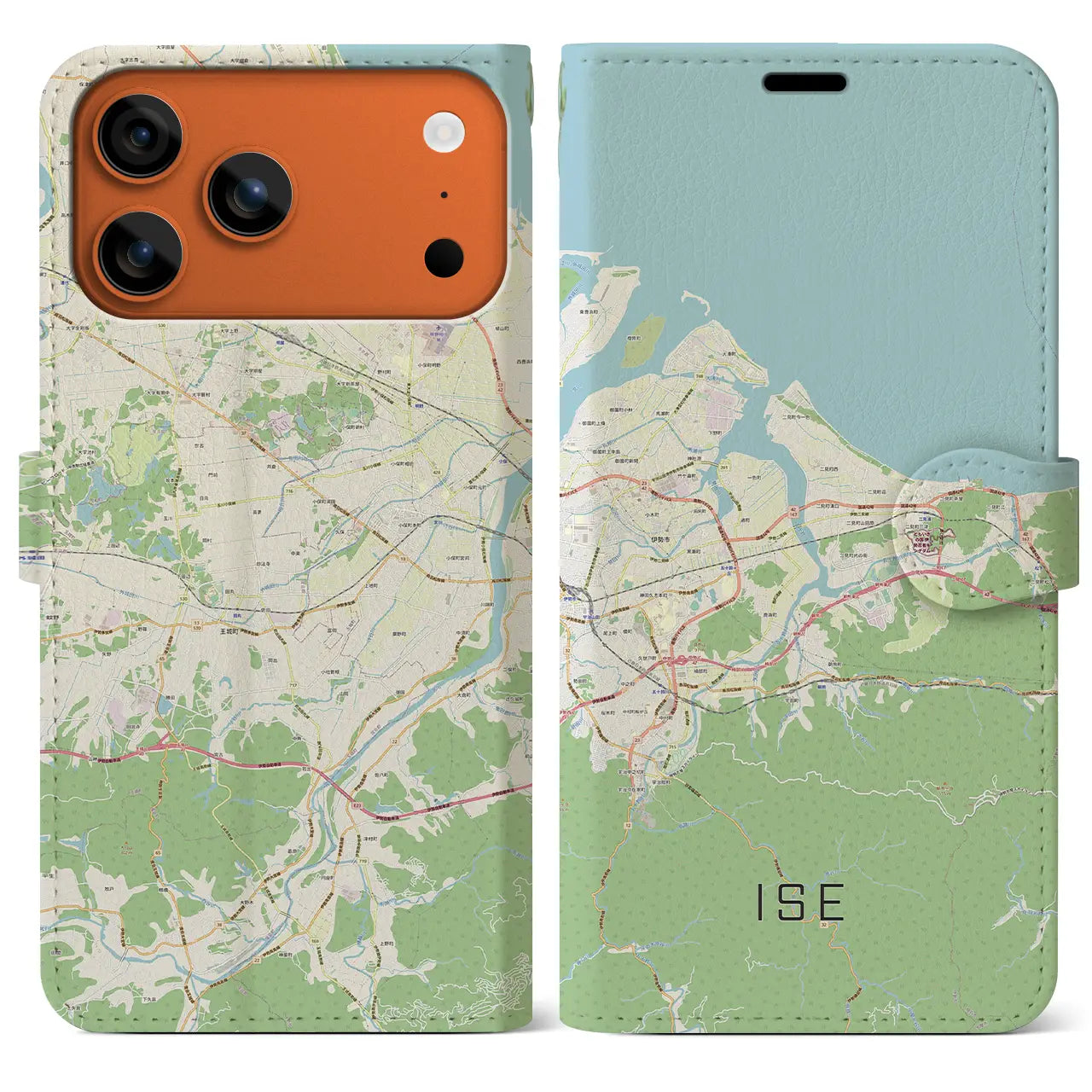 【伊勢(三重県)】地図柄iPhoneケース(手帳タイプ)モノトーン・iPhone 17 Pro Max 用