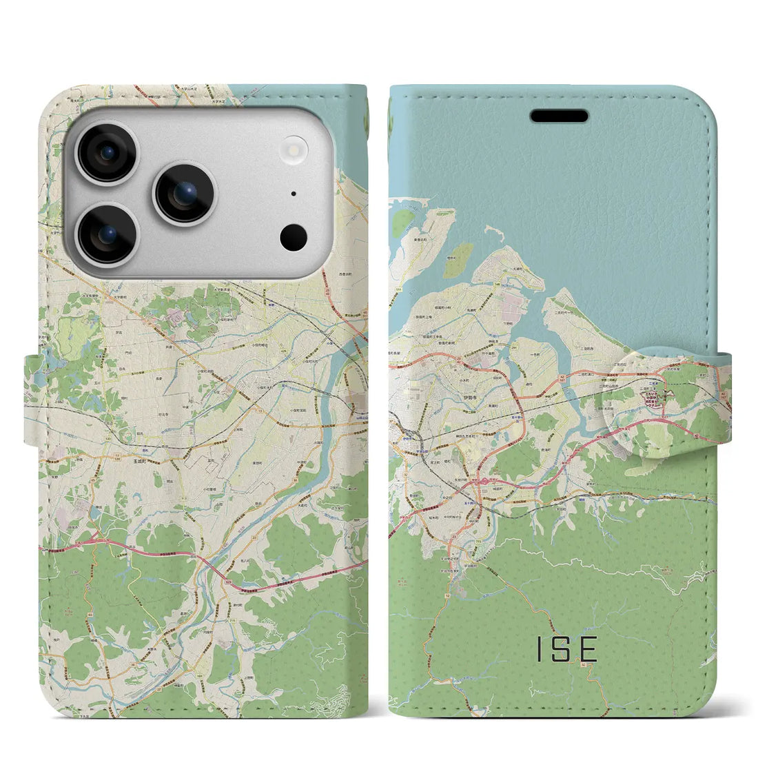 【伊勢(三重県)】地図柄iPhoneケース(手帳タイプ)ナチュラル・iPhone 17 Pro Max 用