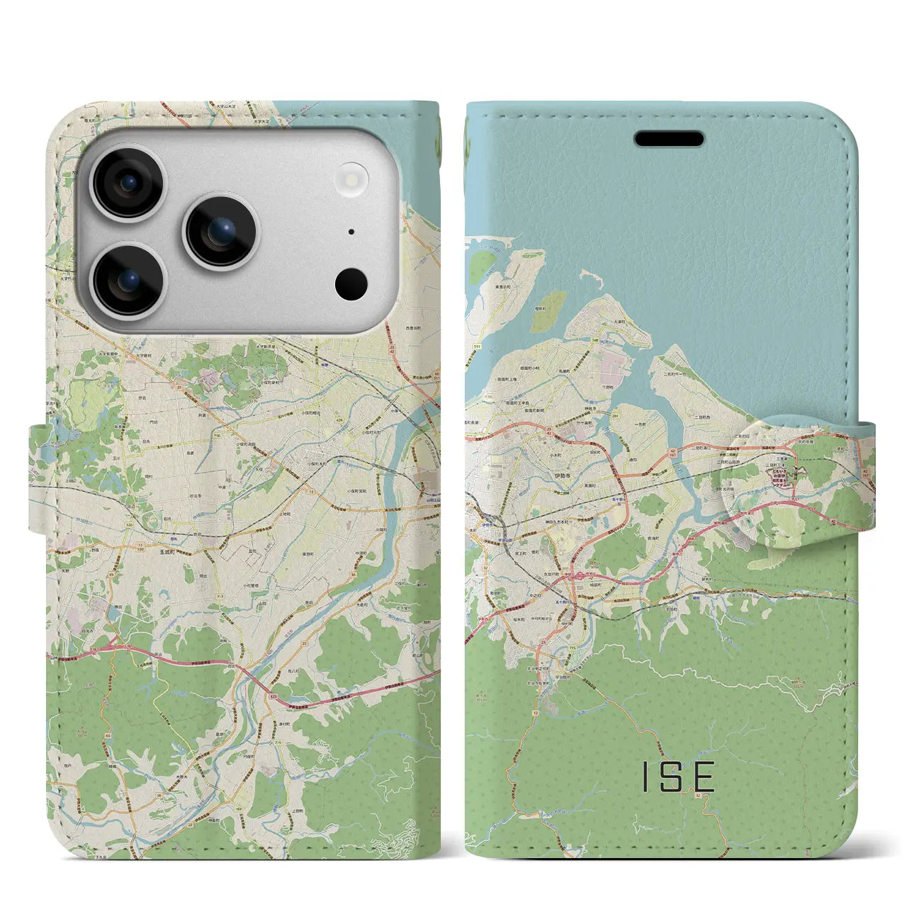 【伊勢(三重県)】地図柄iPhoneケース(手帳タイプ)ナチュラル・iPhone 17 Pro Max 用