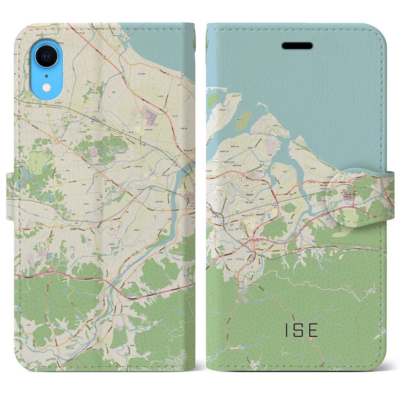 【伊勢(三重県)】地図柄iPhoneケース(手帳タイプ)ナチュラル・iPhone XR 用