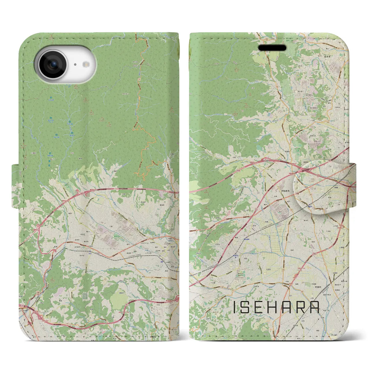 【伊勢原(神奈川県)】地図柄iPhoneケース(手帳タイプ)