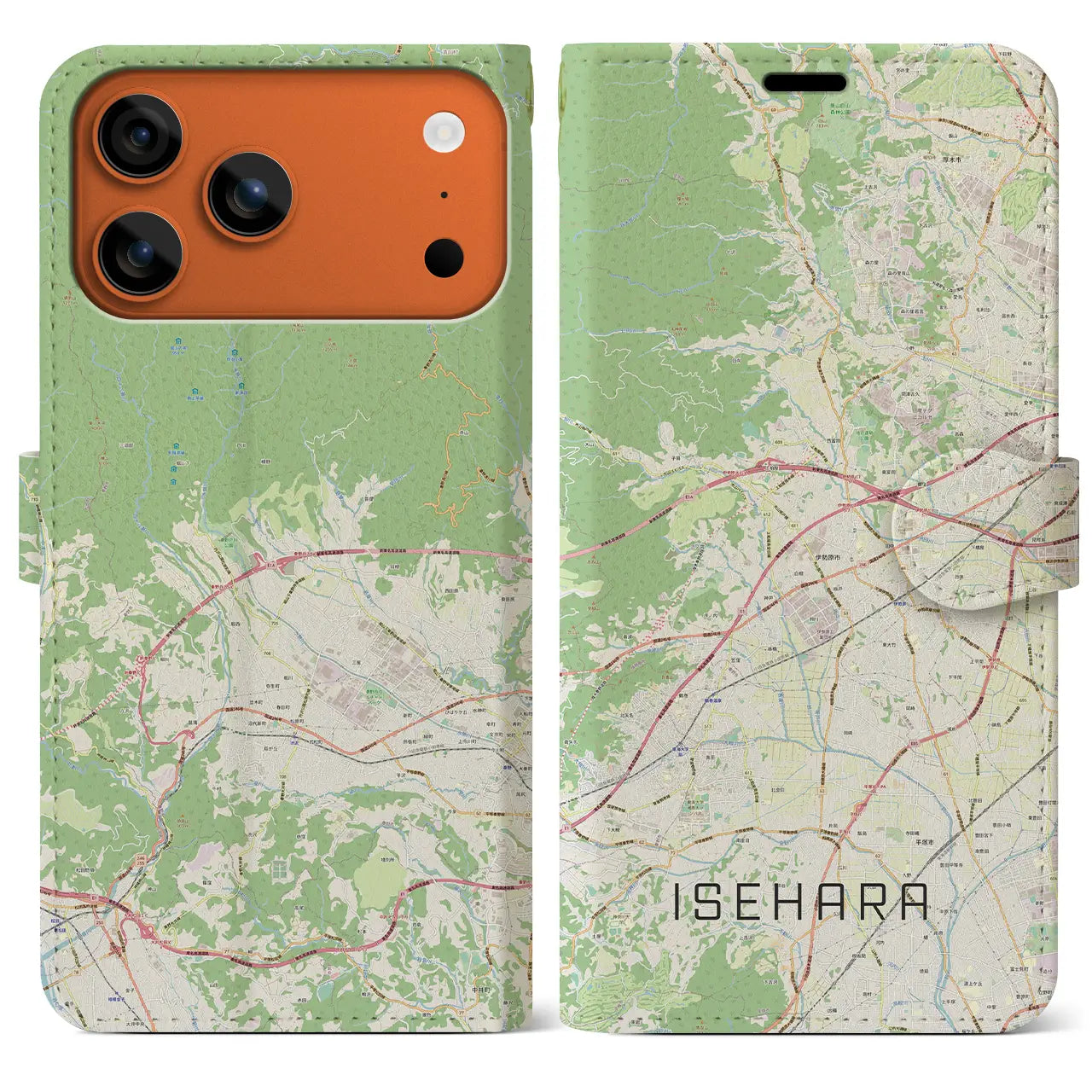 【伊勢原(神奈川県)】地図柄iPhoneケース(手帳タイプ)