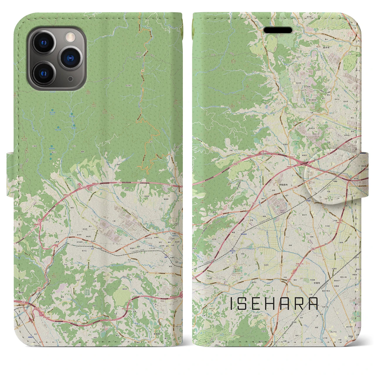 【伊勢原(神奈川県)】地図柄iPhoneケース(手帳タイプ)
