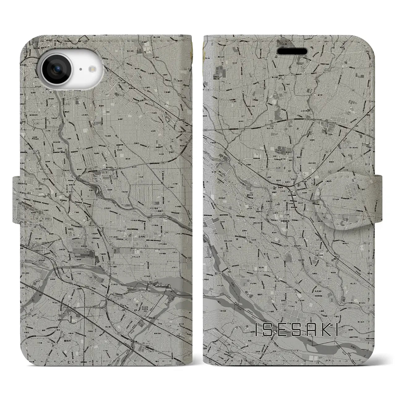 【伊勢崎(群馬県)】地図柄iPhoneケース(手帳タイプ)