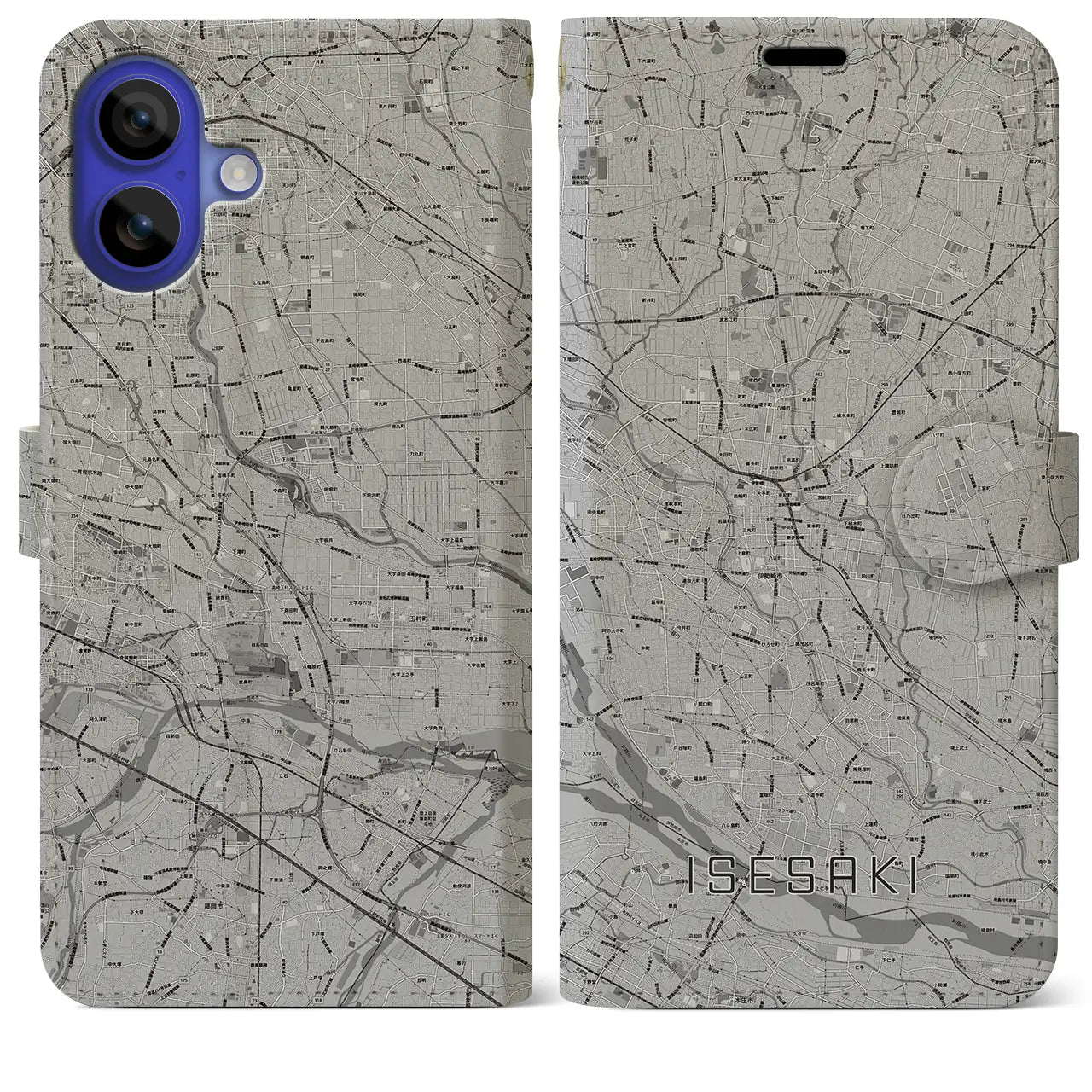 【伊勢崎(群馬県)】地図柄iPhoneケース(手帳タイプ)