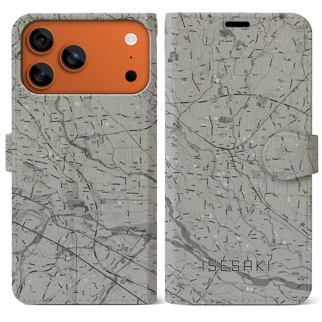 【伊勢崎(群馬県)】地図柄iPhoneケース(手帳タイプ)