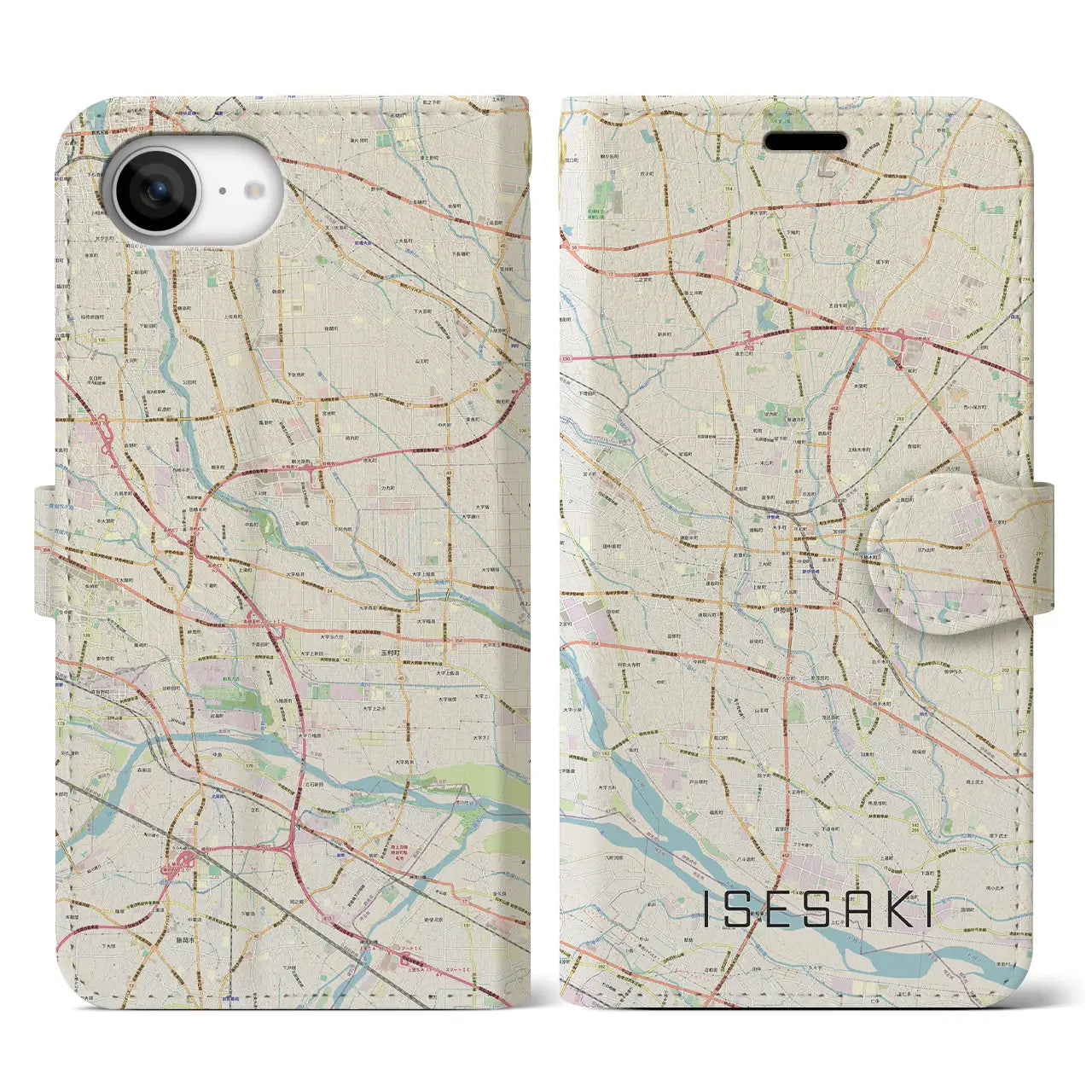 【伊勢崎(群馬県)】地図柄iPhoneケース(手帳タイプ)