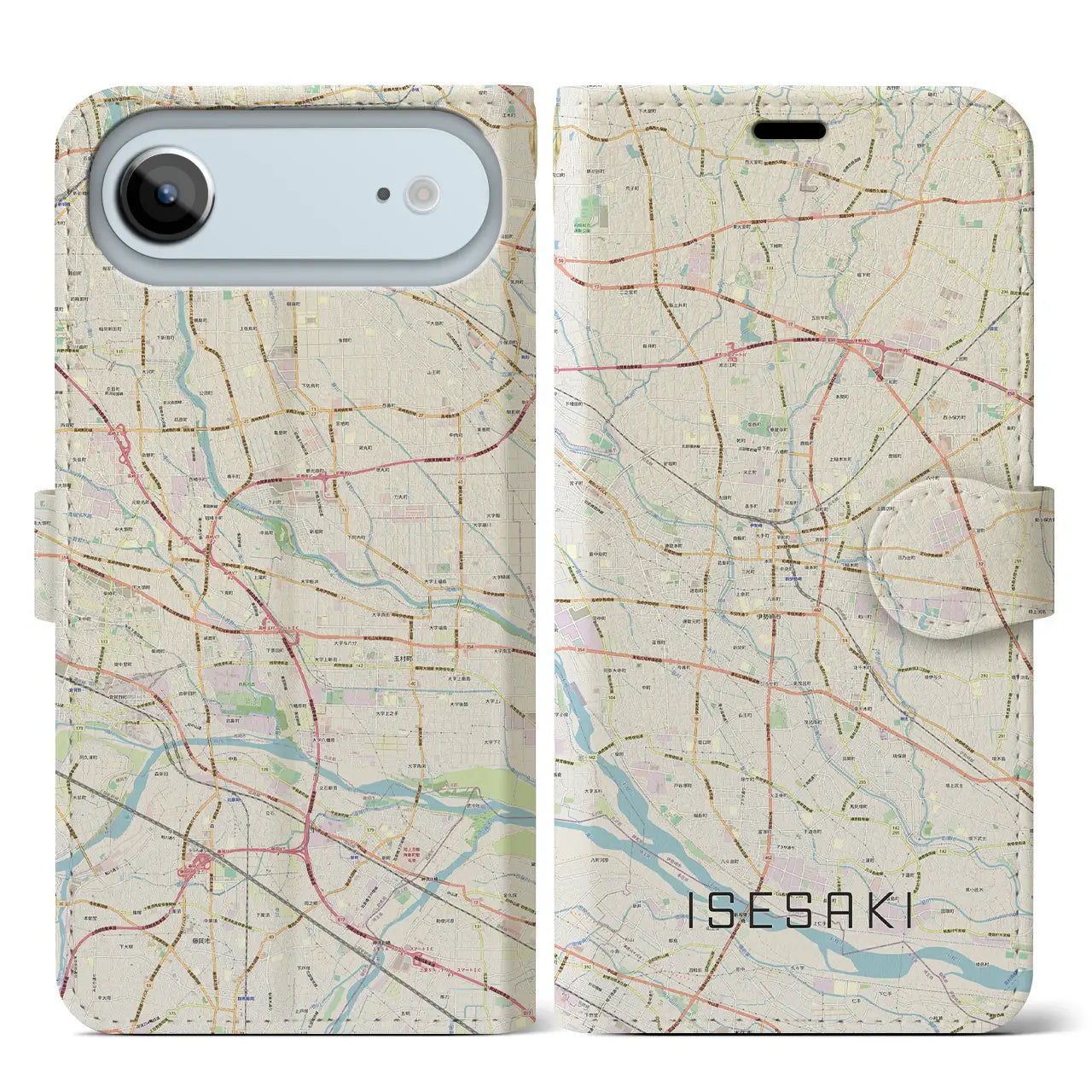 【伊勢崎(群馬県)】地図柄iPhoneケース(手帳タイプ)