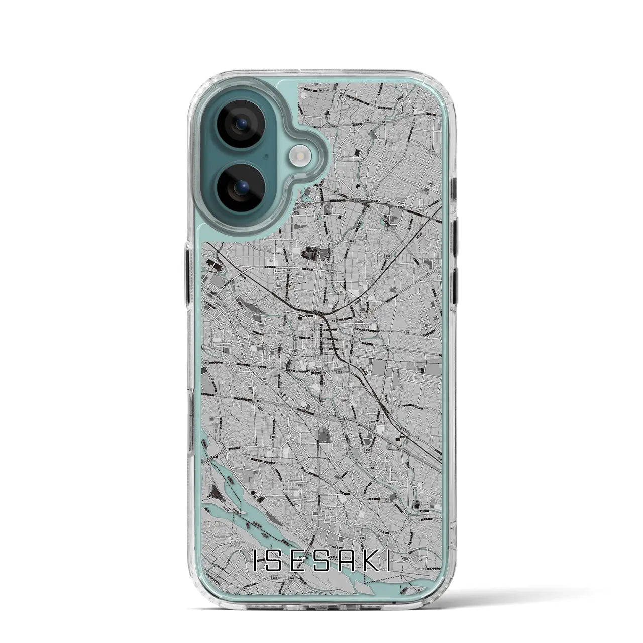 【伊勢崎(群馬県)】地図柄iPhoneケース(MagSafeタイプ)モノトーン・iPhone 16 Pro 用