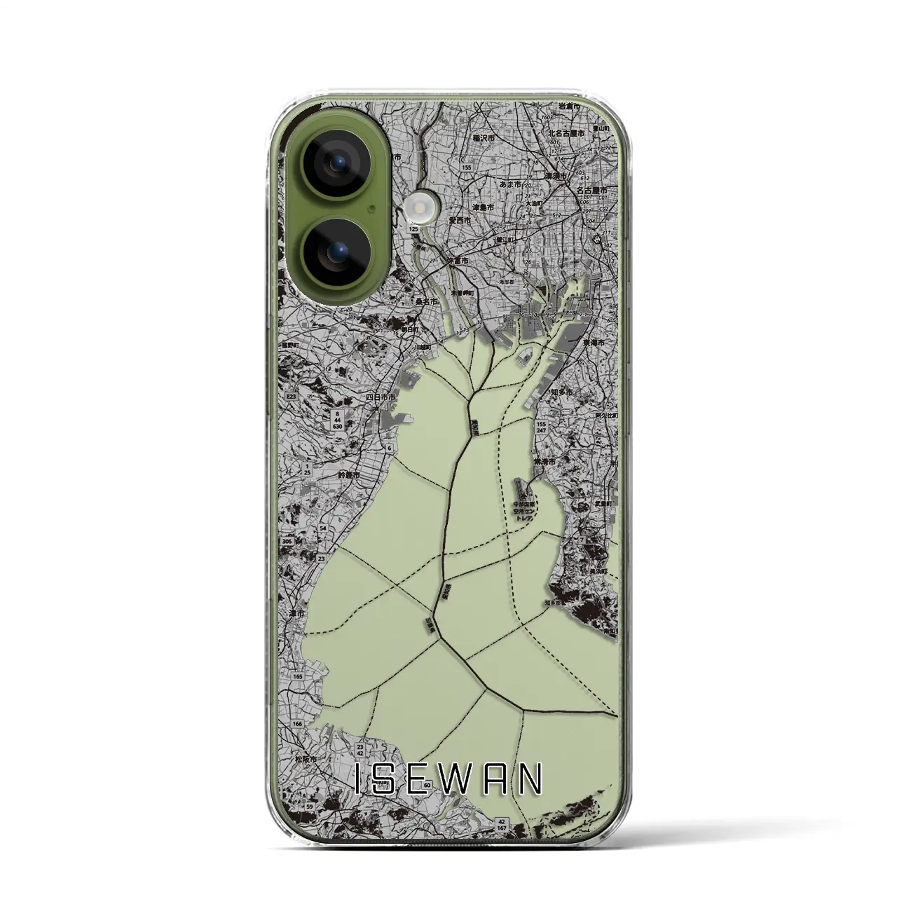 【伊勢湾(三重県)】地図柄iPhoneケース(クリアタイプ)モノトーン・iPhone 17 Pro Max 用