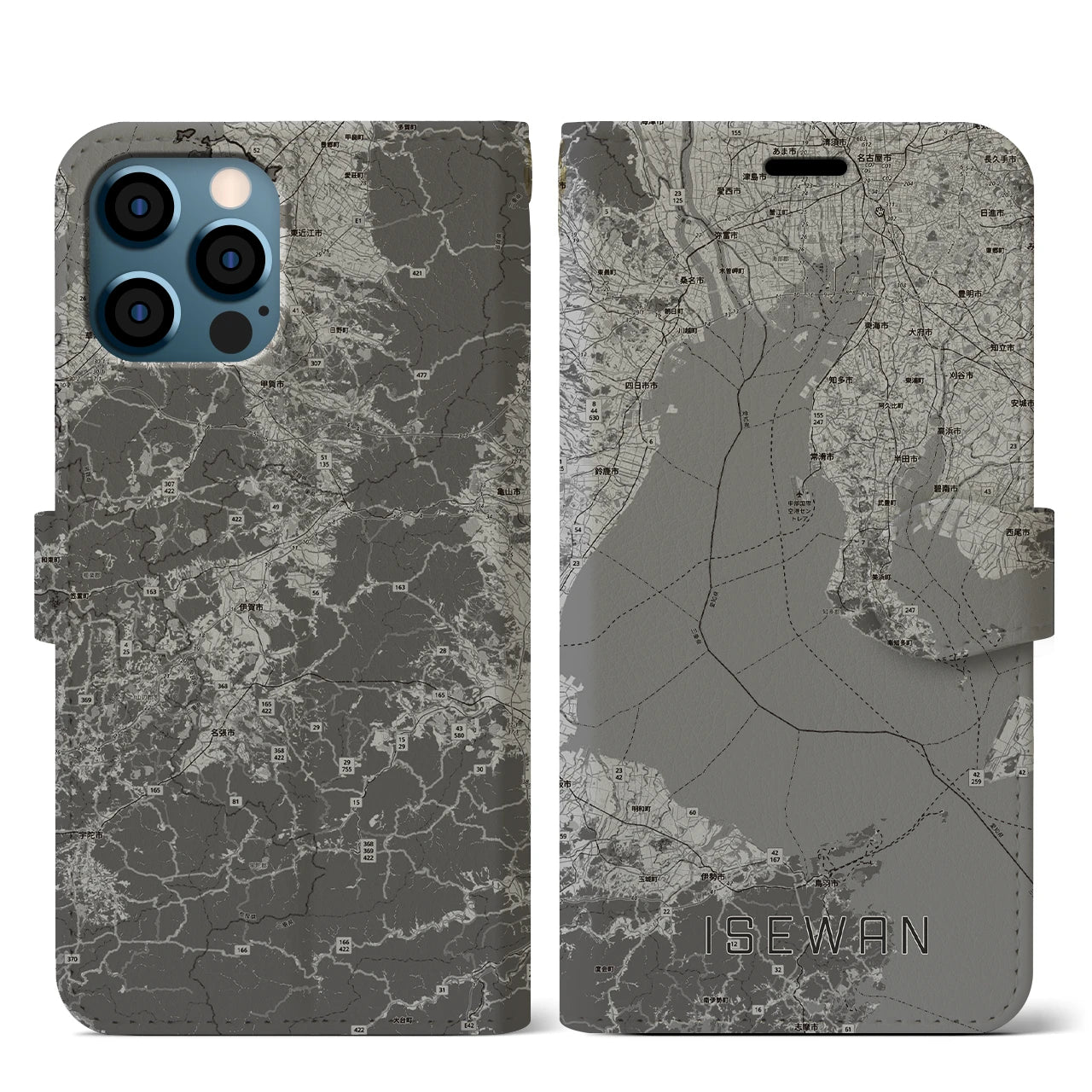 【伊勢湾(三重県)】地図柄iPhoneケース(手帳タイプ)
