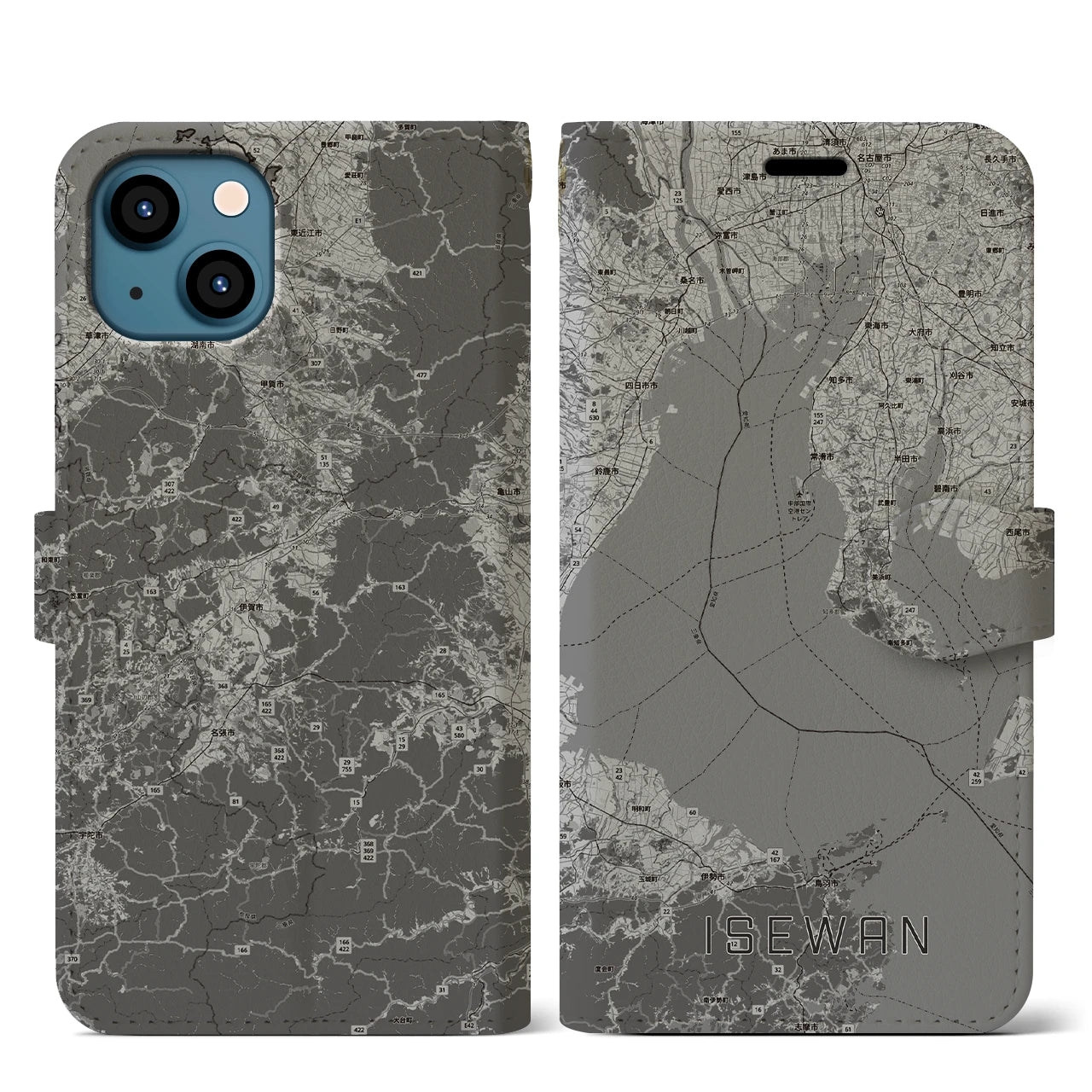 【伊勢湾(三重県)】地図柄iPhoneケース(手帳タイプ)