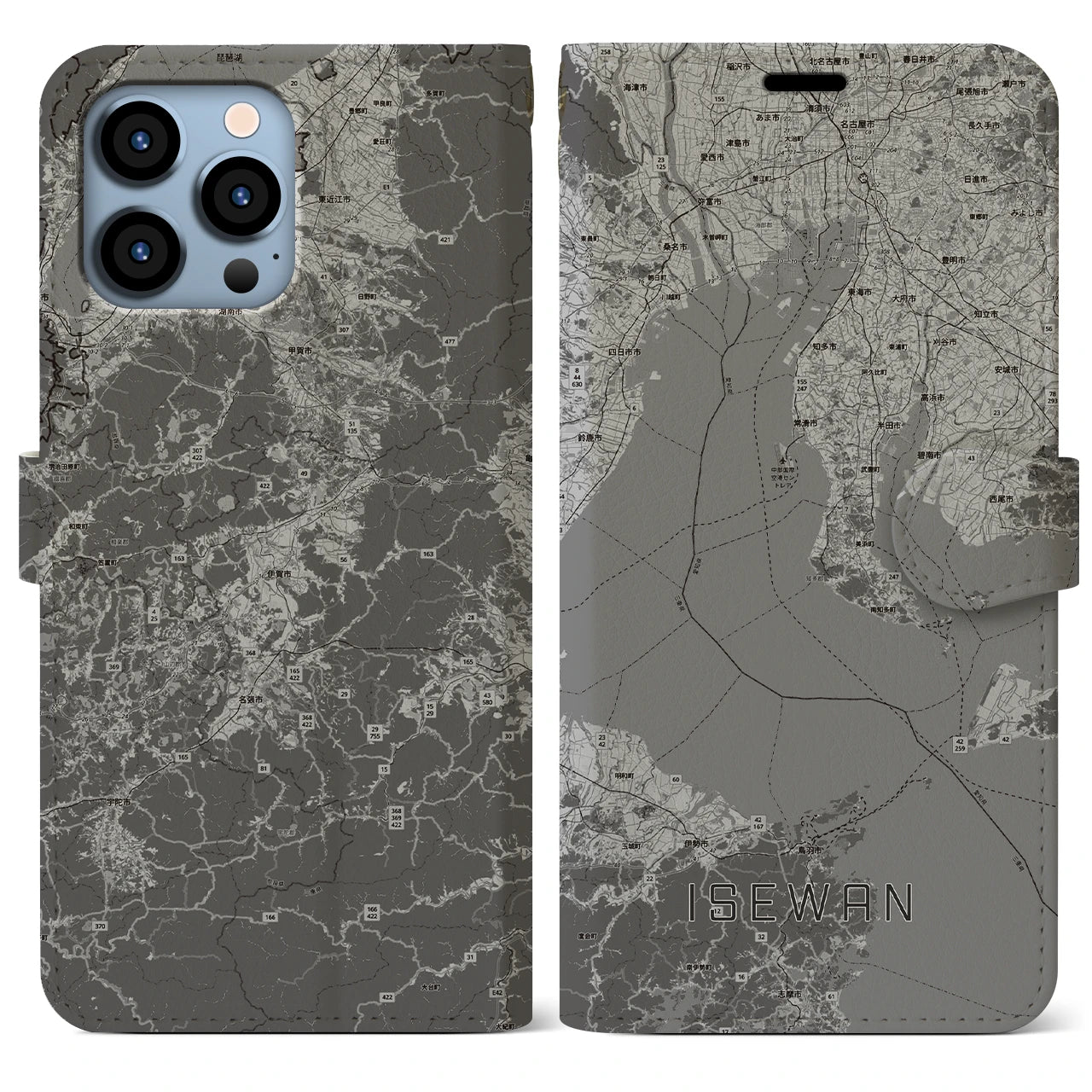 【伊勢湾(三重県)】地図柄iPhoneケース(手帳タイプ)