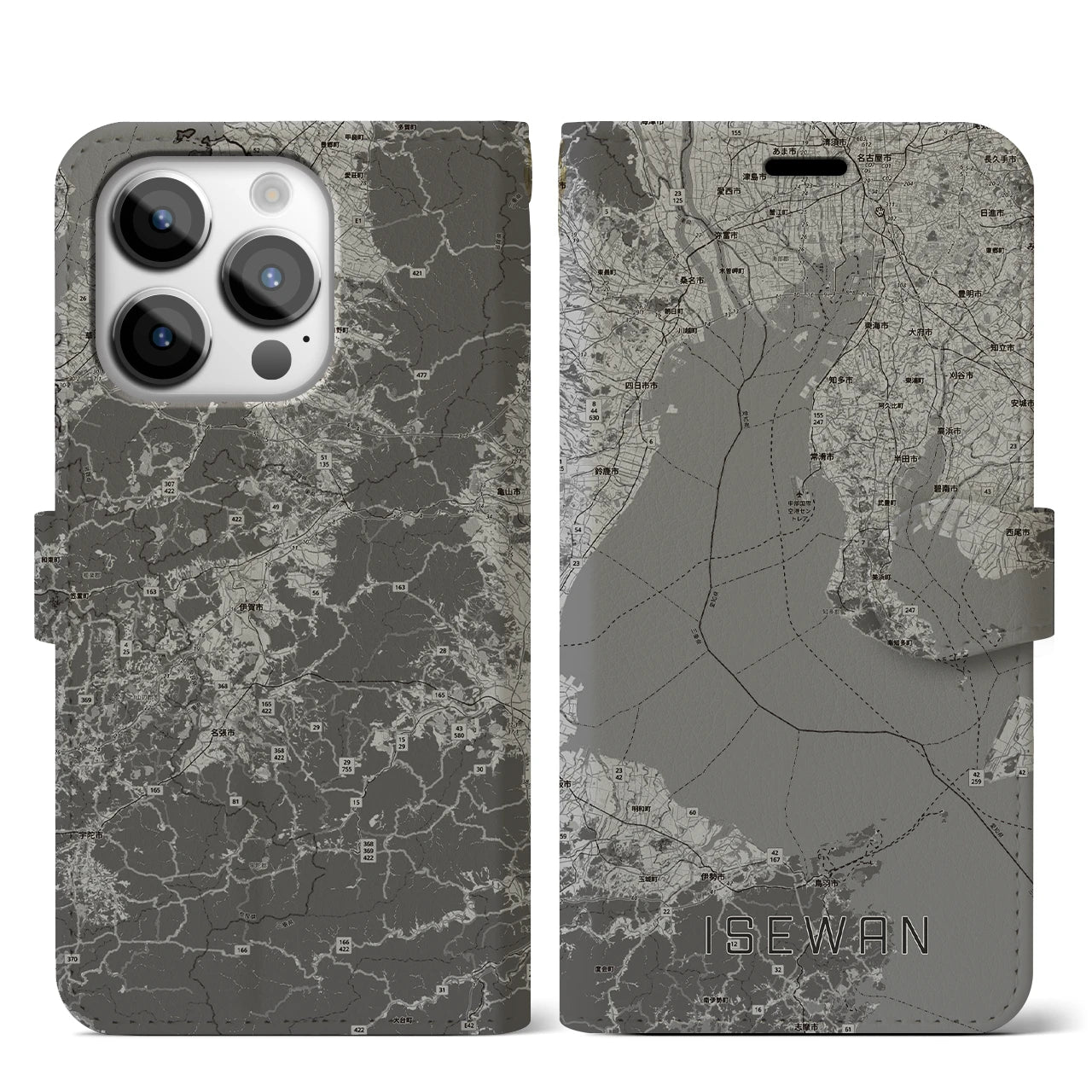 【伊勢湾(三重県)】地図柄iPhoneケース(手帳タイプ)