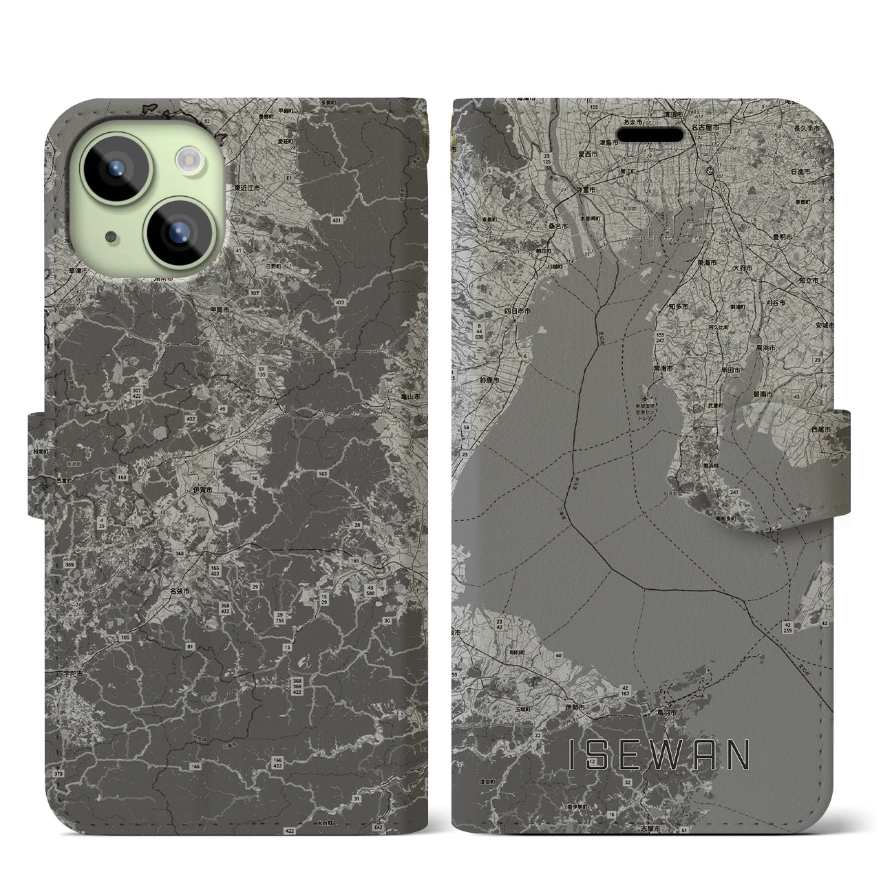 【伊勢湾(三重県)】地図柄iPhoneケース(手帳タイプ)