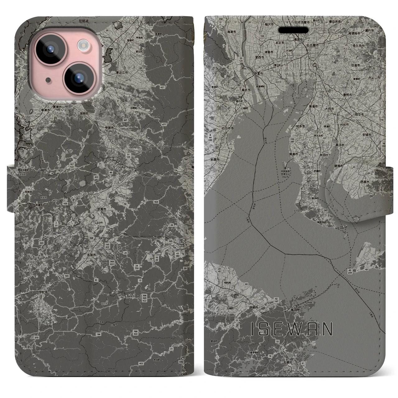 【伊勢湾(三重県)】地図柄iPhoneケース(手帳タイプ)