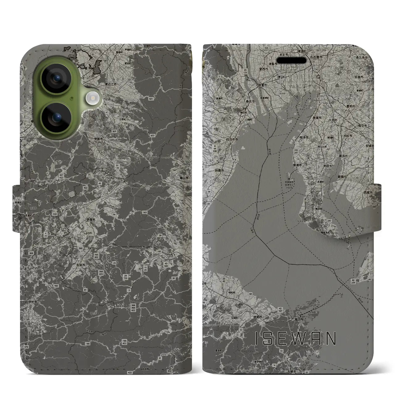 【伊勢湾(三重県)】地図柄iPhoneケース(手帳タイプ)