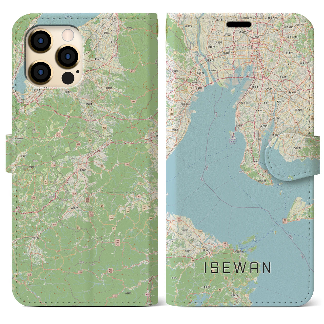 【伊勢湾(三重県)】地図柄iPhoneケース(手帳タイプ)