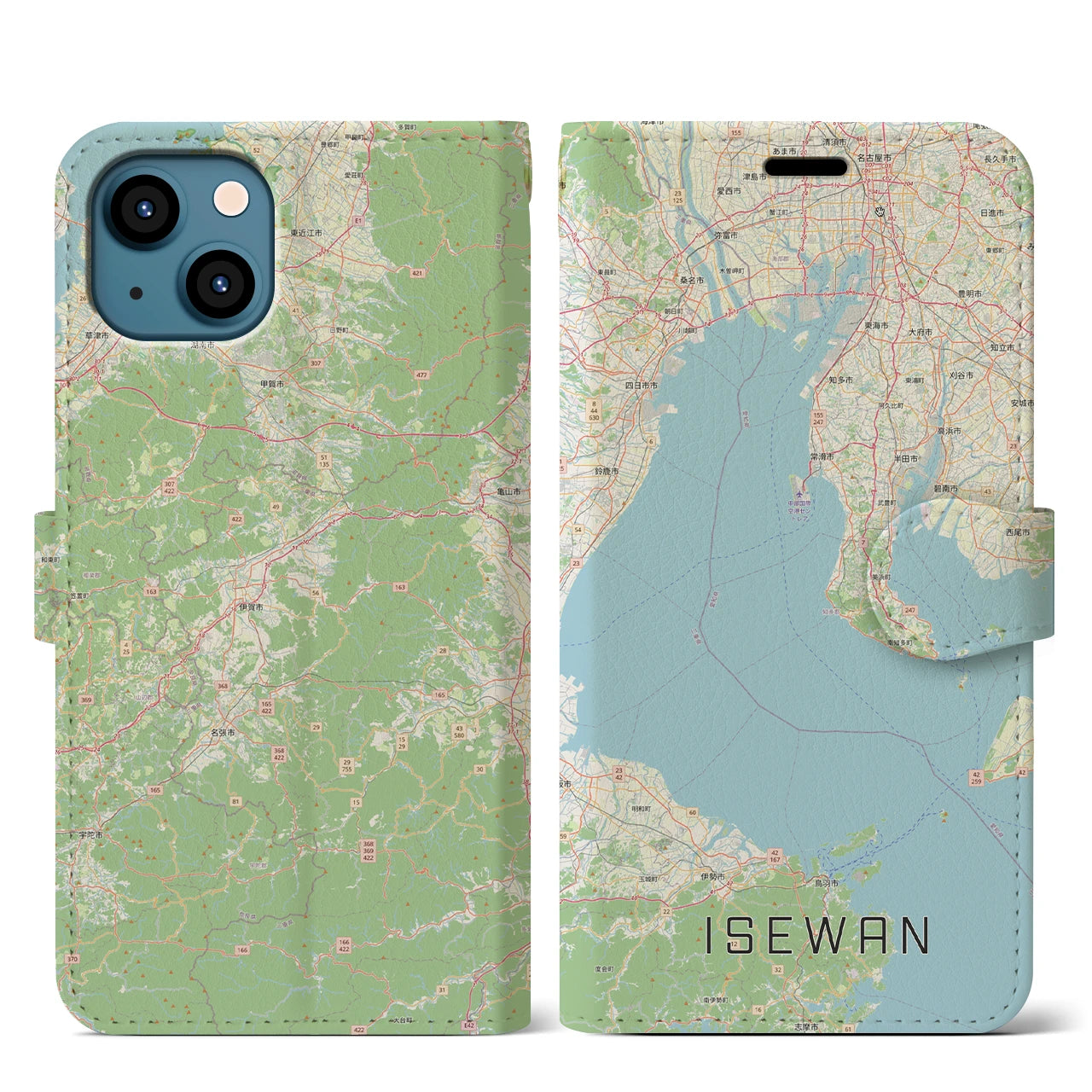【伊勢湾(三重県)】地図柄iPhoneケース(手帳タイプ)