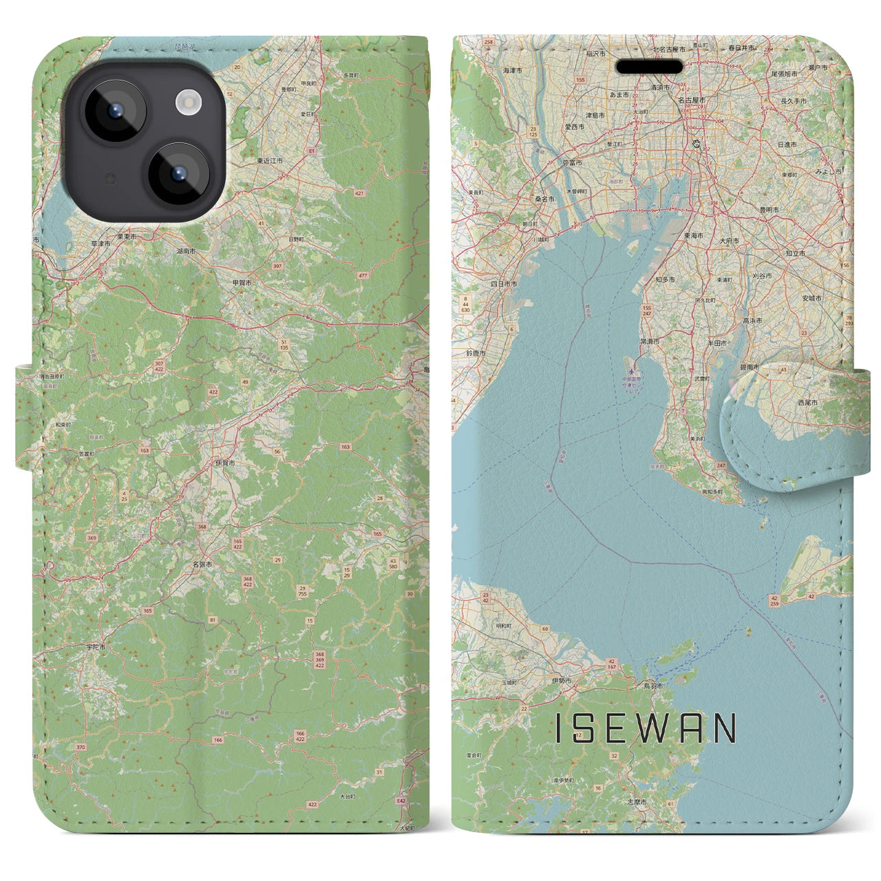 【伊勢湾(三重県)】地図柄iPhoneケース(手帳タイプ)