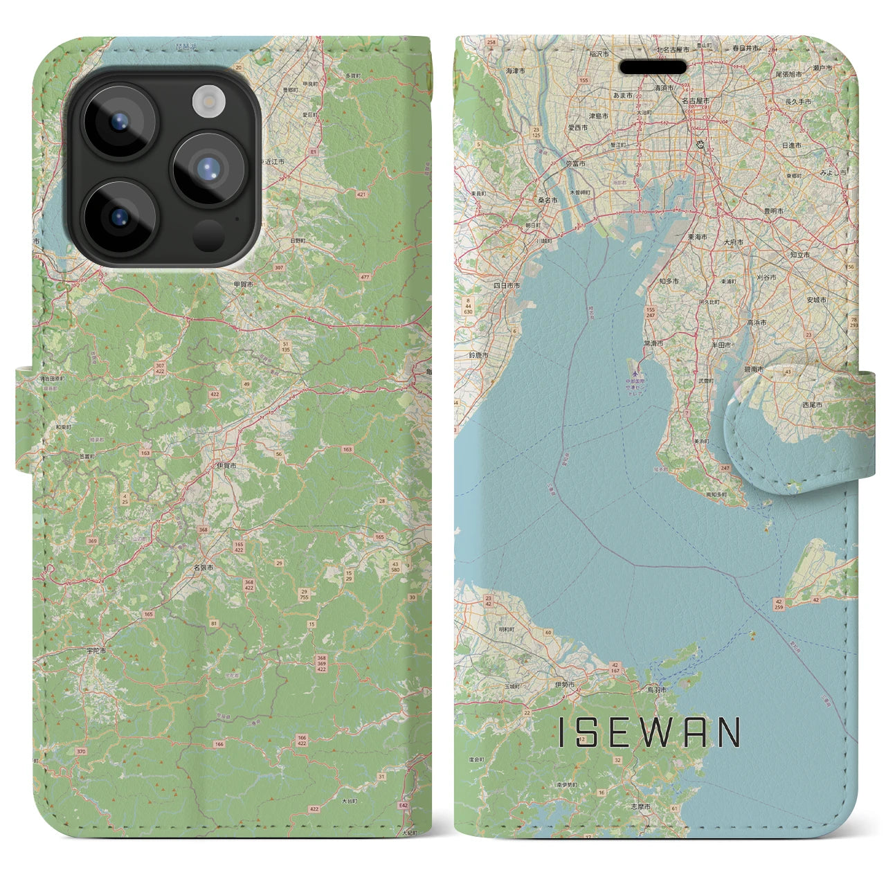 【伊勢湾(三重県)】地図柄iPhoneケース(手帳タイプ)