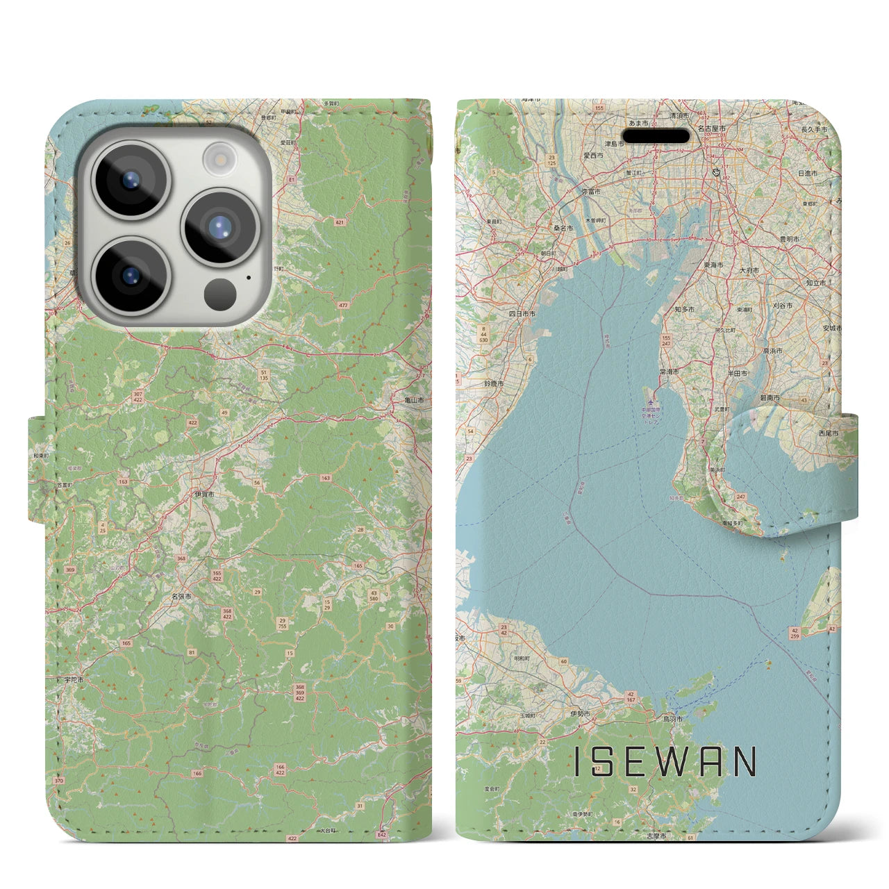 【伊勢湾(三重県)】地図柄iPhoneケース(手帳タイプ)