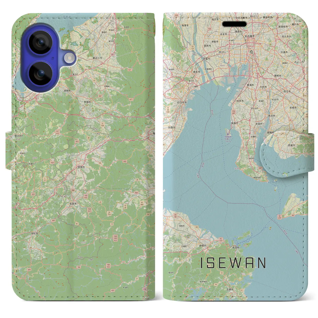 【伊勢湾(三重県)】地図柄iPhoneケース(手帳タイプ)