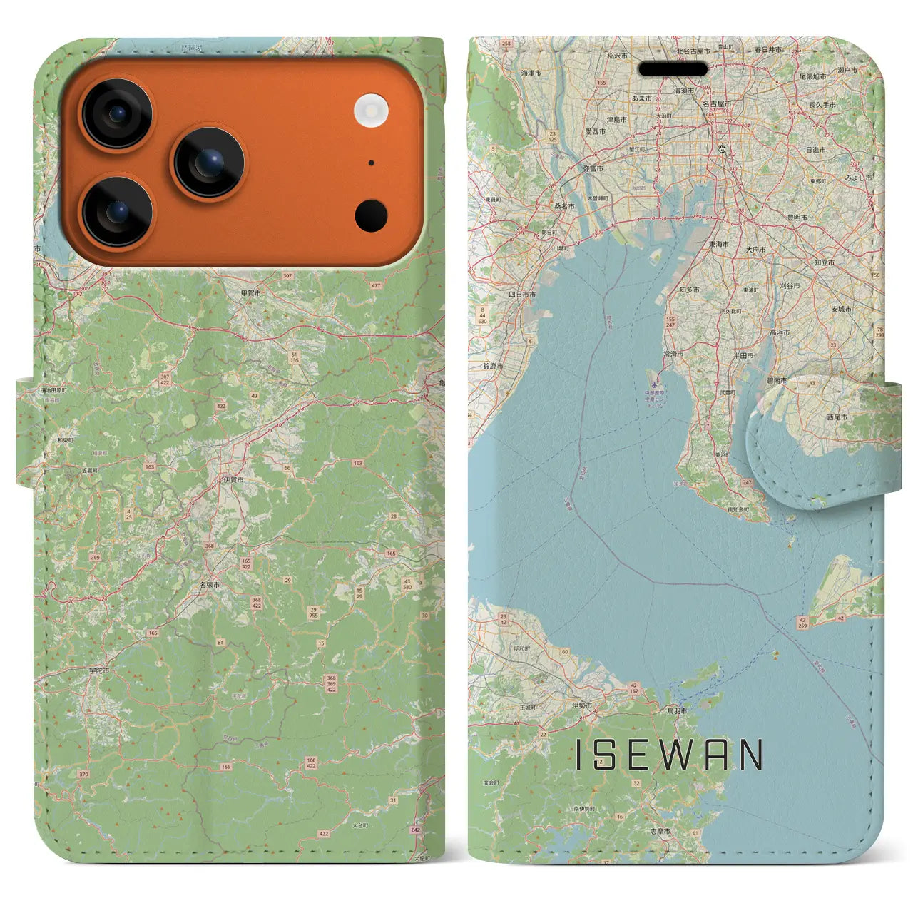【伊勢湾(三重県)】地図柄iPhoneケース(手帳タイプ)