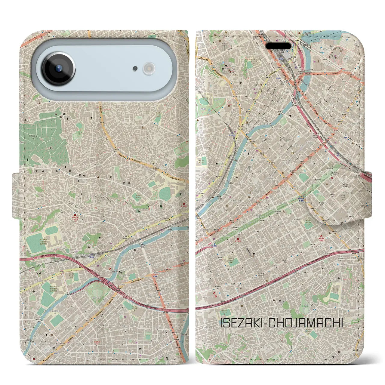 【伊勢佐木長者町(神奈川県)】地図柄iPhoneケース(手帳タイプ)モノトーン・iPhone 17 Pro Max 用