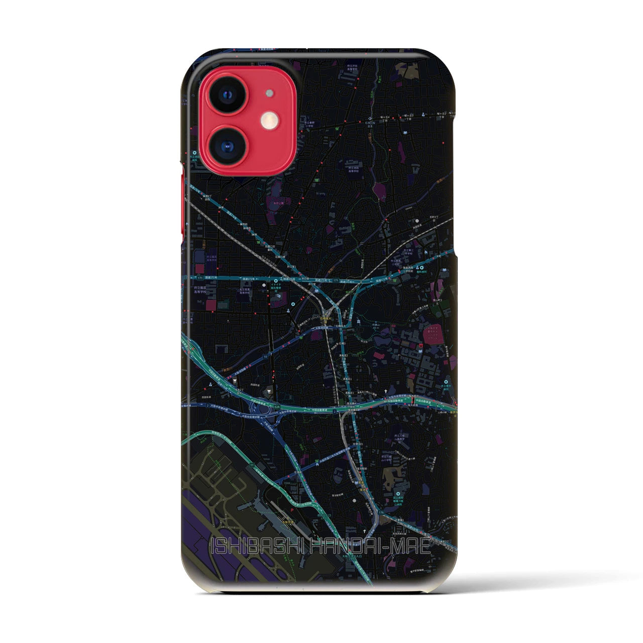 【石橋阪大前(大阪府)】地図柄iPhoneケース(バックカバータイプ)