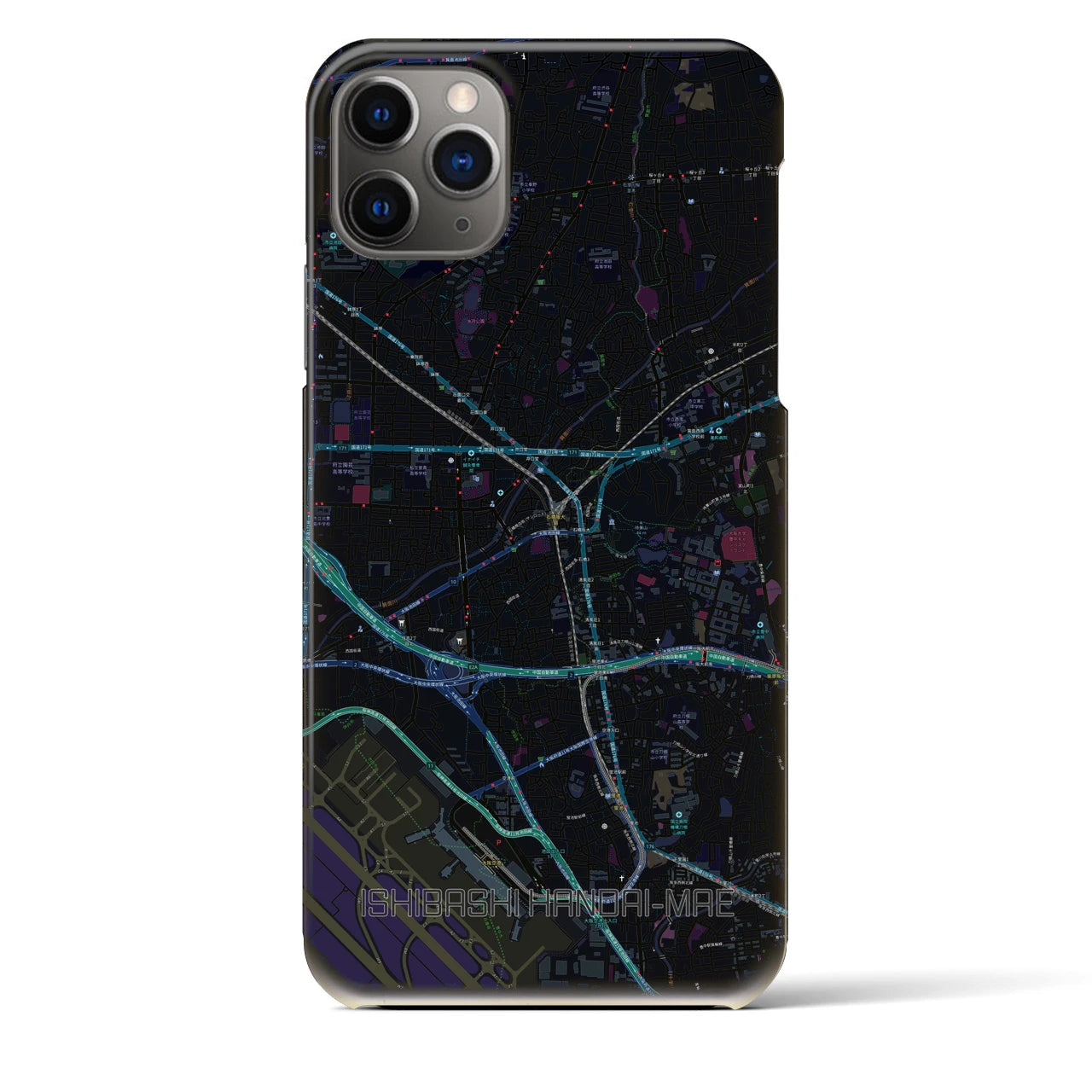 【石橋阪大前(大阪府)】地図柄iPhoneケース(バックカバータイプ)
