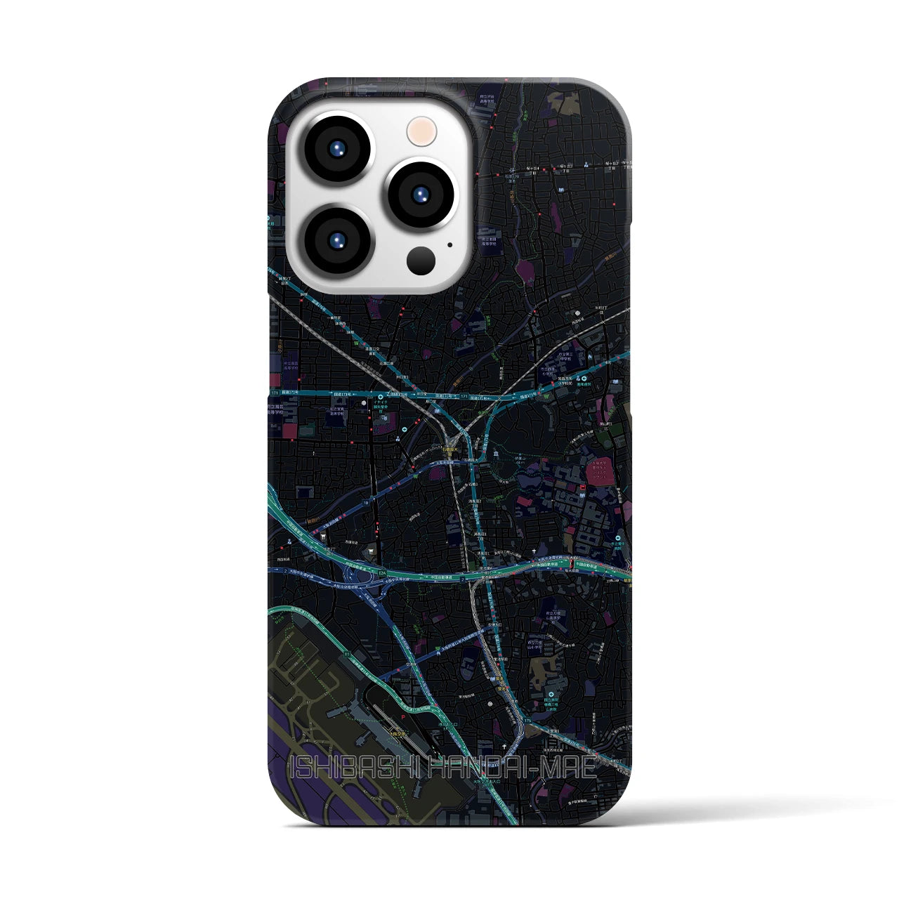 【石橋阪大前(大阪府)】地図柄iPhoneケース(バックカバータイプ)