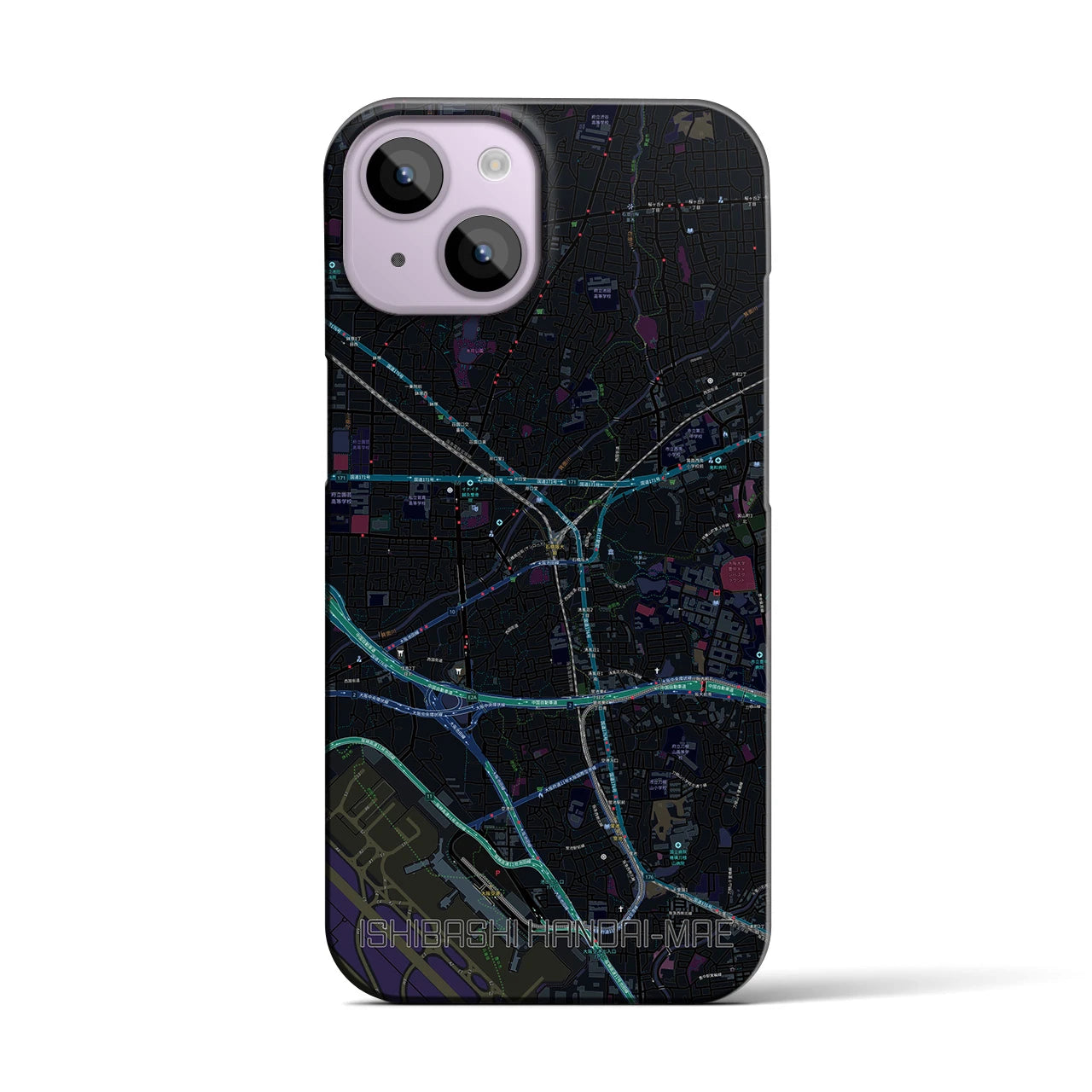 【石橋阪大前(大阪府)】地図柄iPhoneケース(バックカバータイプ)