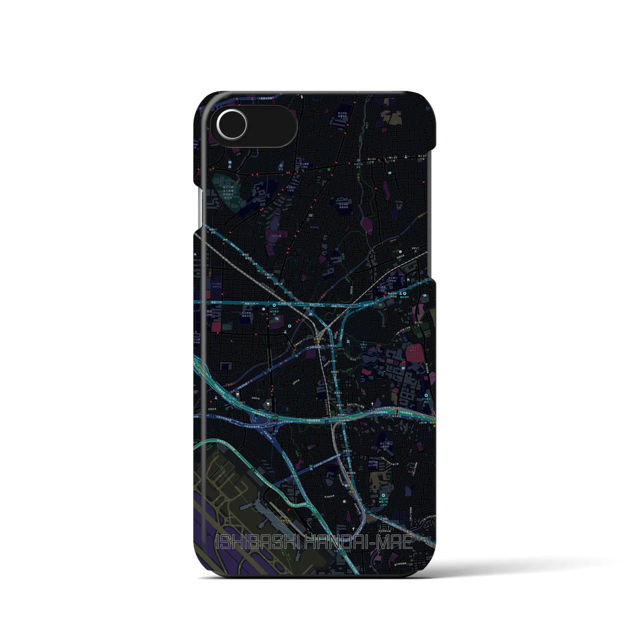 【石橋阪大前(大阪府)】地図柄iPhoneケース(バックカバータイプ)