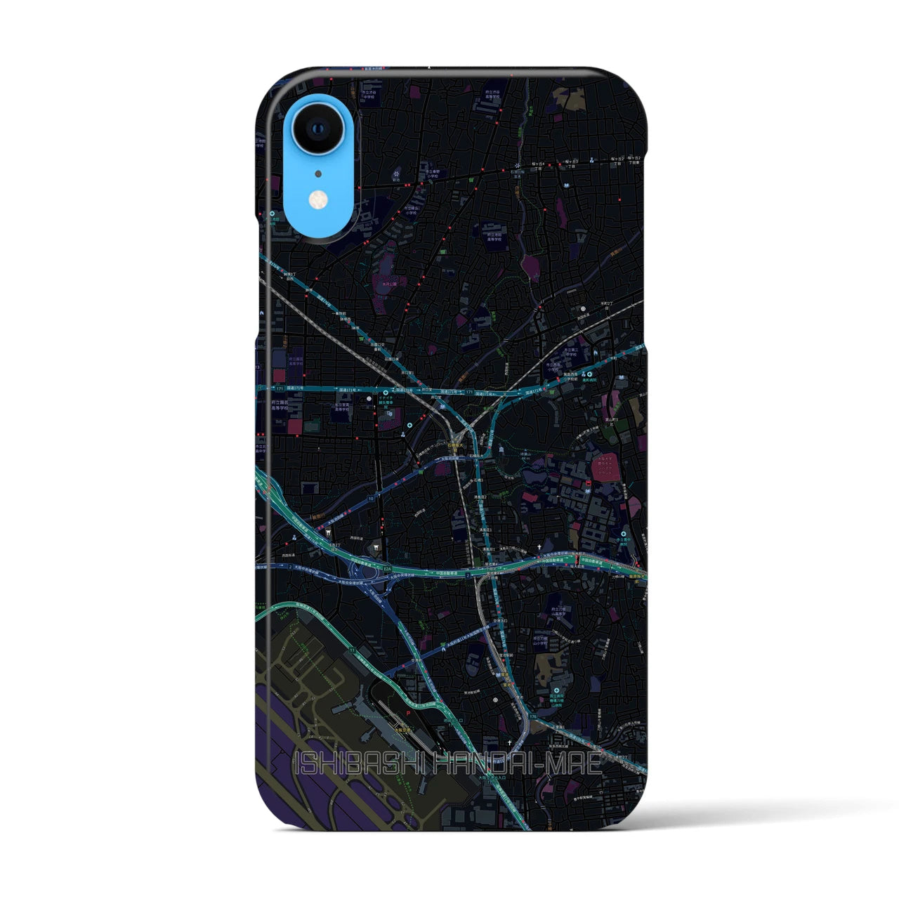 【石橋阪大前(大阪府)】地図柄iPhoneケース(バックカバータイプ)