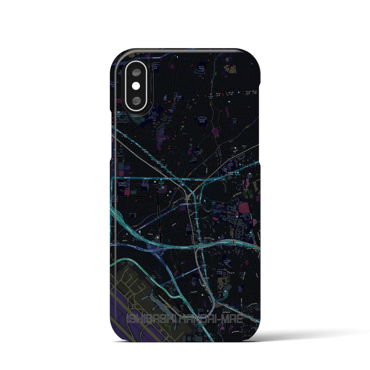 【石橋阪大前(大阪府)】地図柄iPhoneケース(バックカバータイプ)