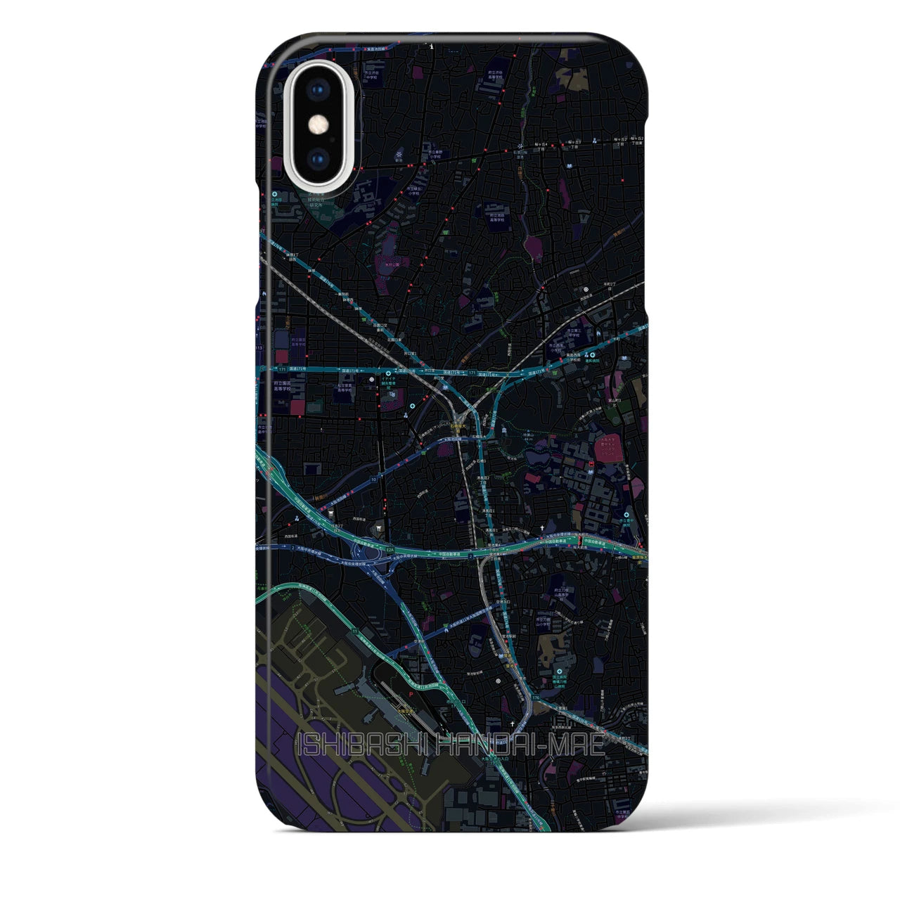 【石橋阪大前(大阪府)】地図柄iPhoneケース(バックカバータイプ)