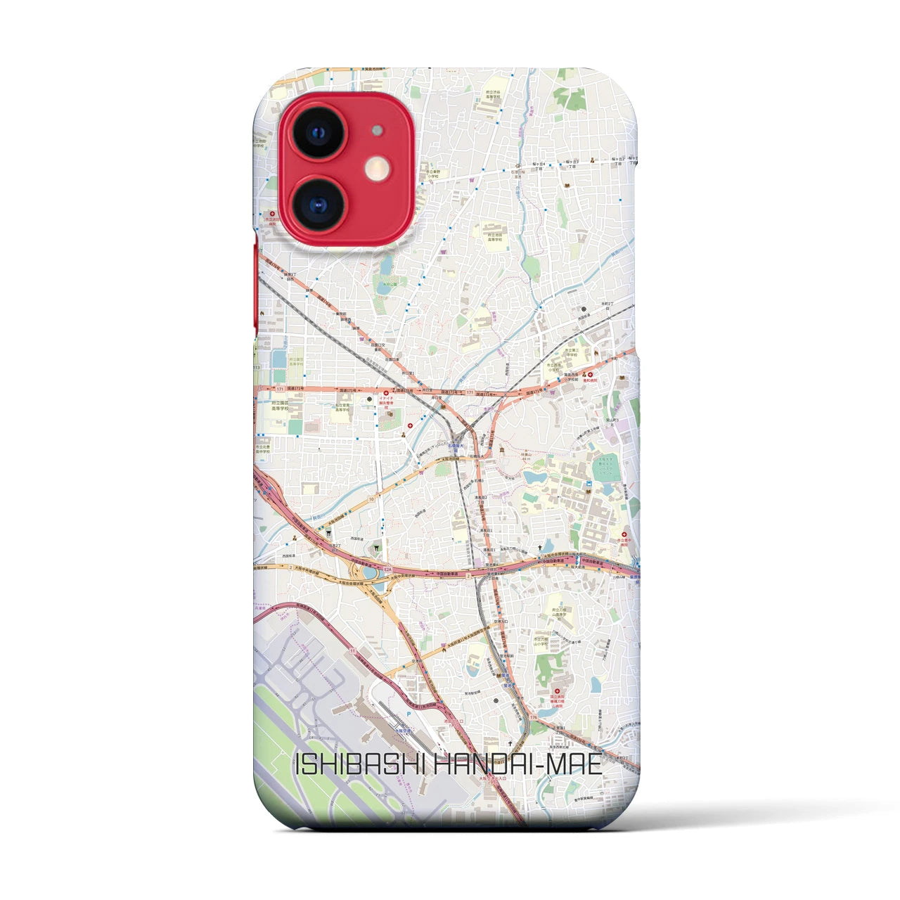 【石橋阪大前(大阪府)】地図柄iPhoneケース(バックカバータイプ)