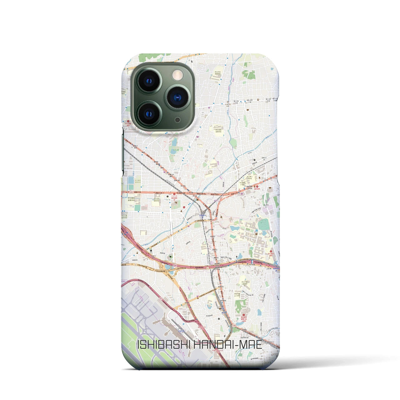 【石橋阪大前(大阪府)】地図柄iPhoneケース(バックカバータイプ)