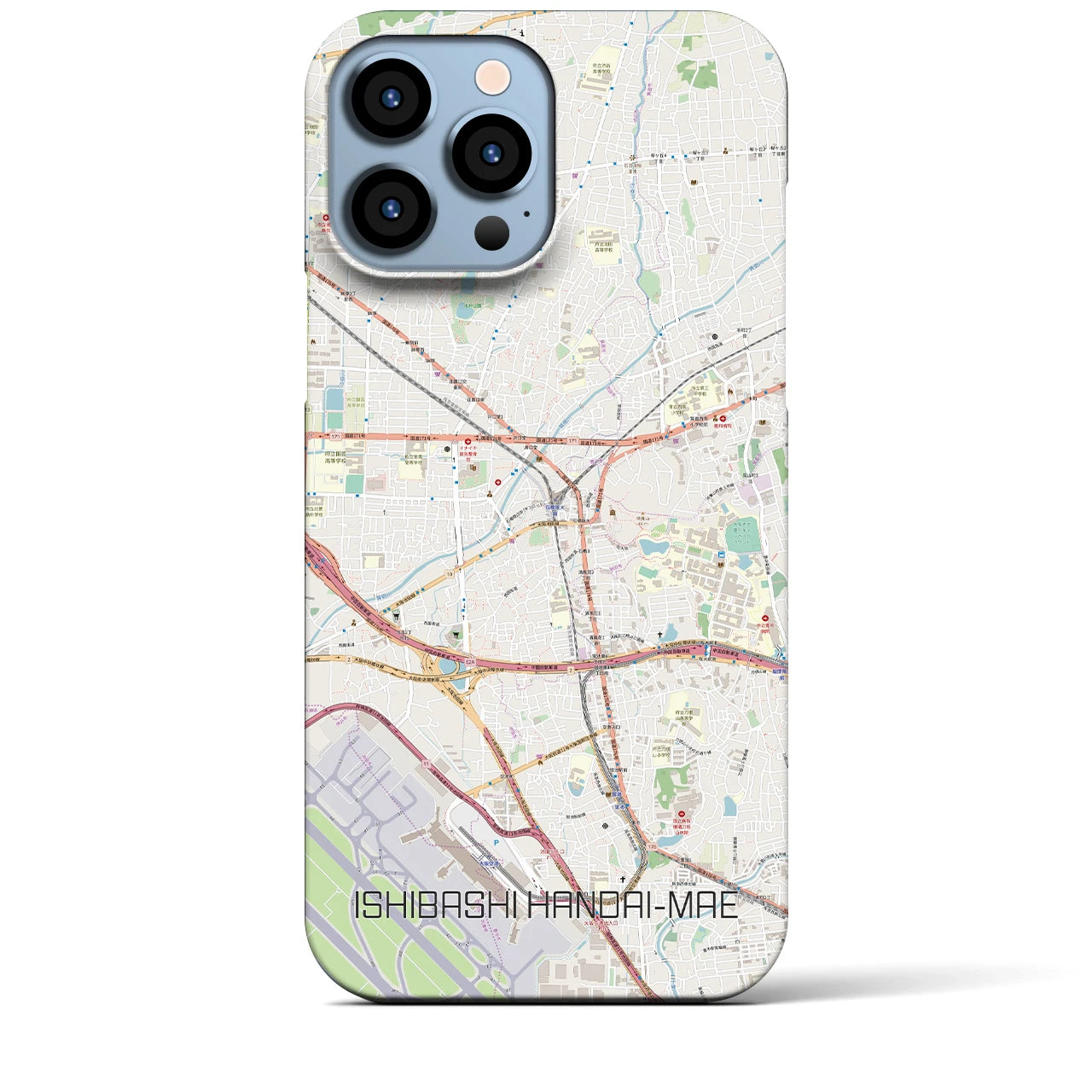 【石橋阪大前(大阪府)】地図柄iPhoneケース(バックカバータイプ)