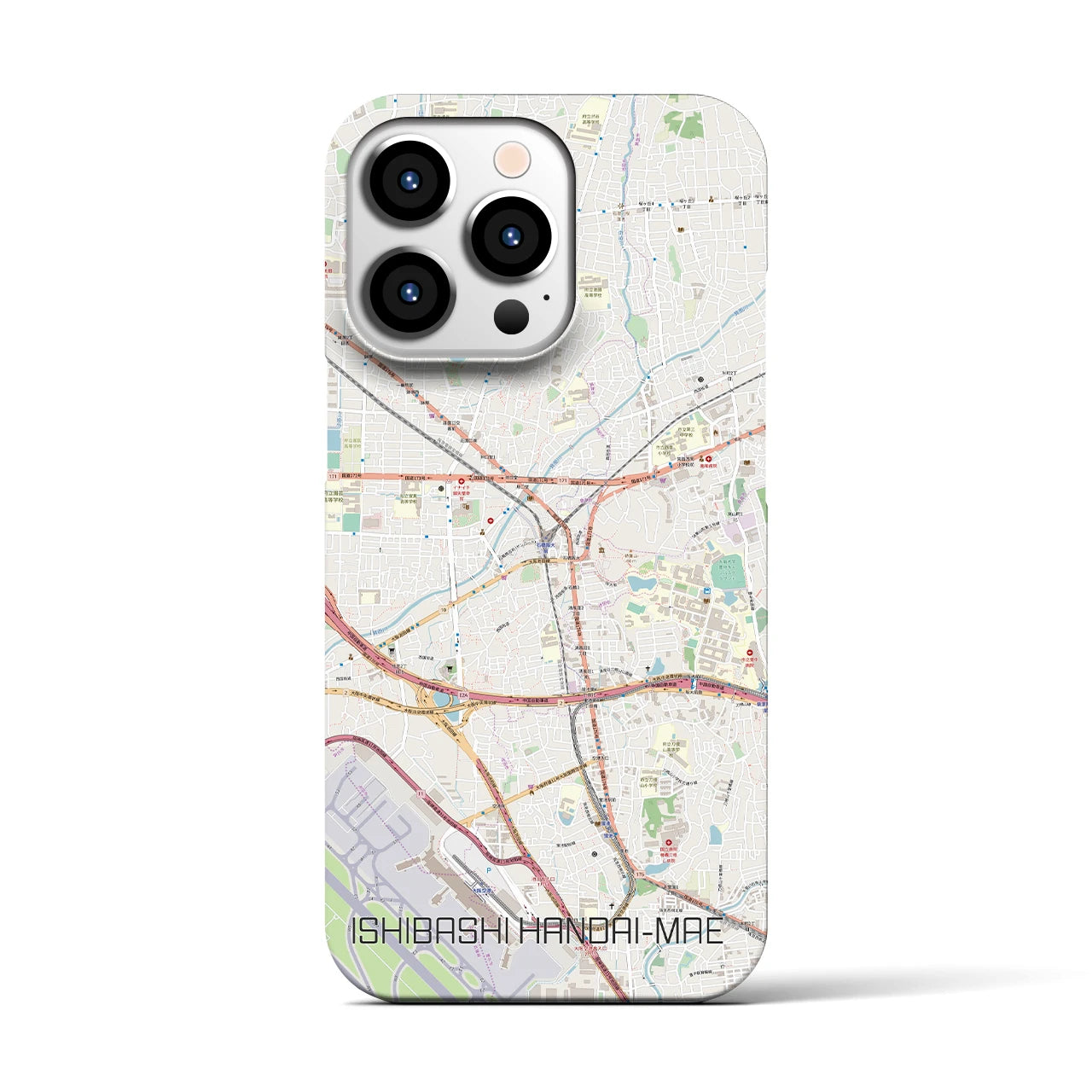 【石橋阪大前(大阪府)】地図柄iPhoneケース(バックカバータイプ)