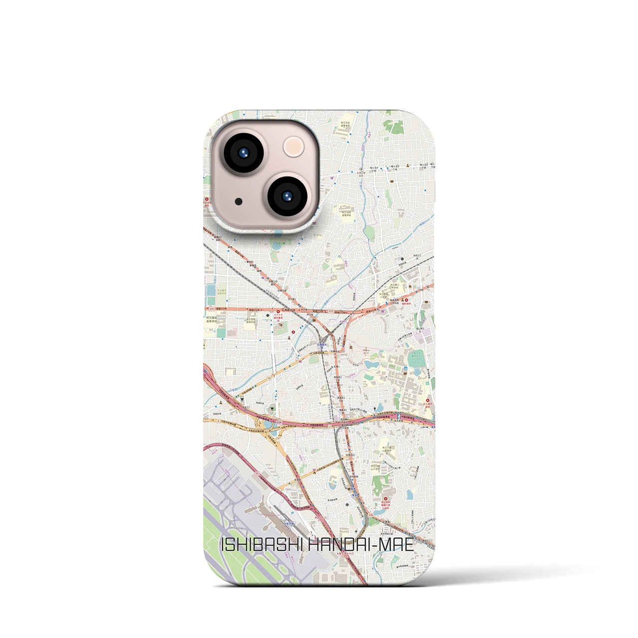 【石橋阪大前(大阪府)】地図柄iPhoneケース(バックカバータイプ)